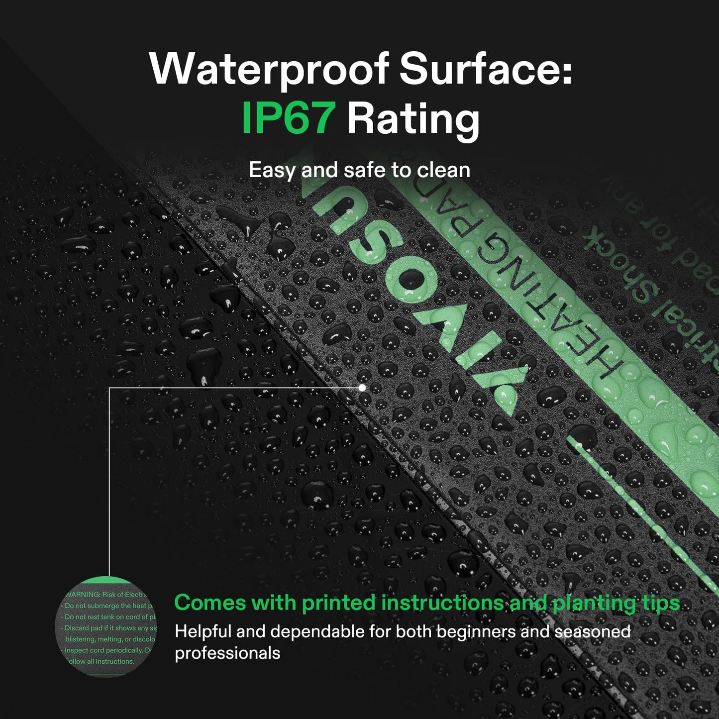 VIVOSUN Tapis chauffant pour reptiles de 15,2 x 20,3 cm avec thermostat combiné sous réservoir pour terrarium, surface imperméable pour tortues, lézards, grenouilles et autres reptiles