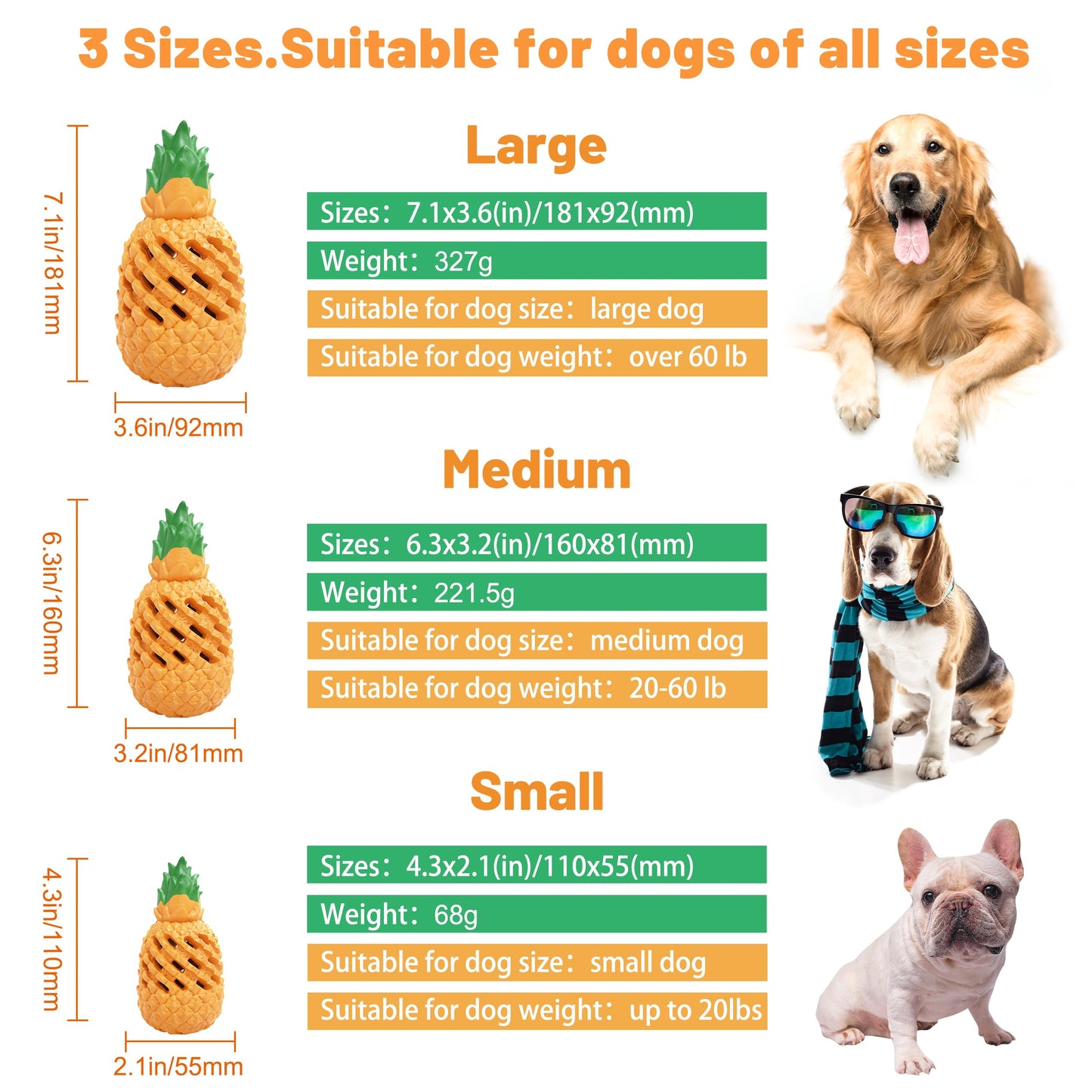 PETOPIA Dog Toys for Aggressive Chewers,Pineapple Dog Chew Toys,Indestructible Dog Toys for Aggressive Chewers,Tough Durable Large Dogs