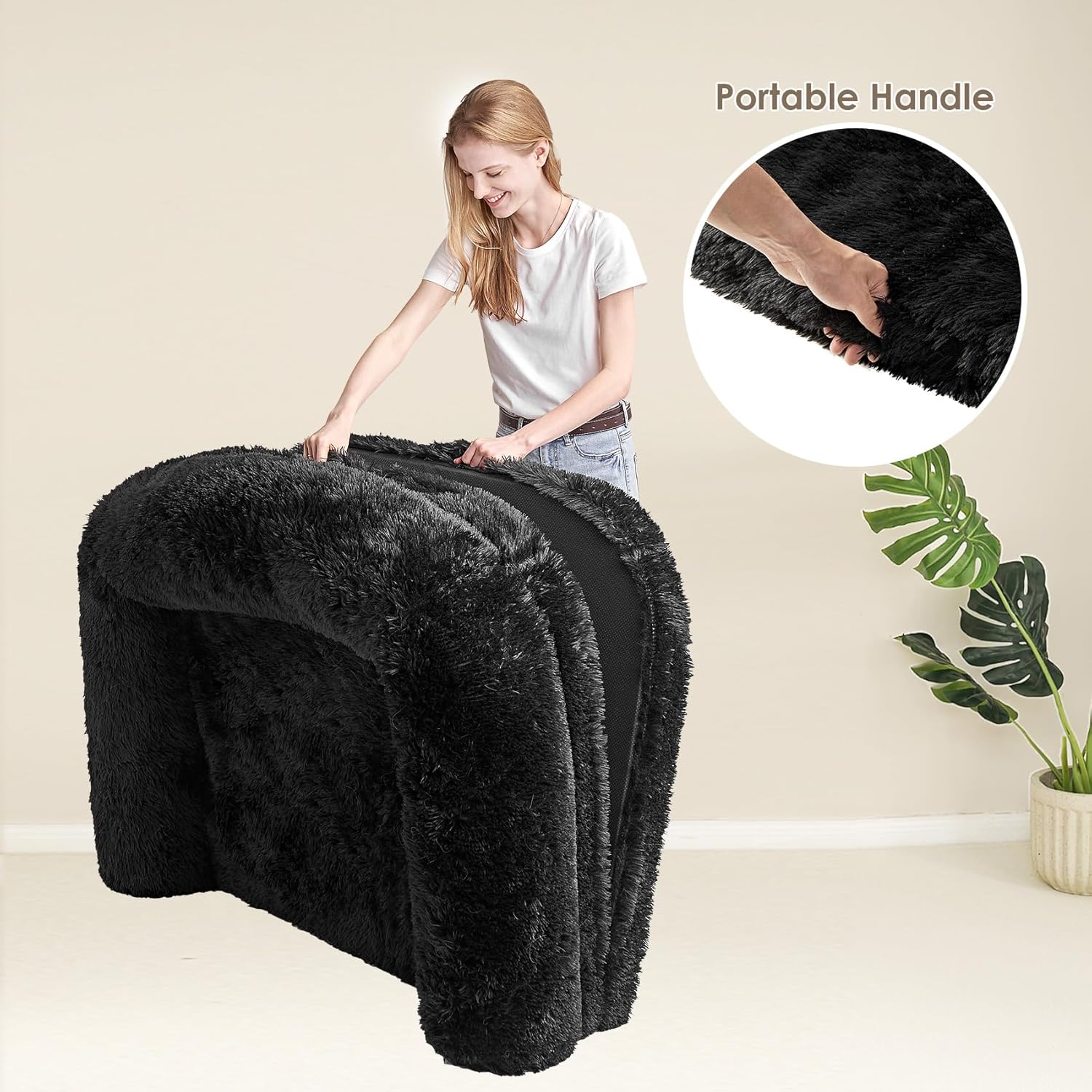 EHEYCIGA Foldable XXL Dog Bed, 54"x38"x7.5" Memory Foam Orthopedic Dog Couch for Extra Large Dogs, Calming Waterproof Pet Sofa with Washable Cover, Human Dog Bed for Kids, Dark Grey - Furr-Reel