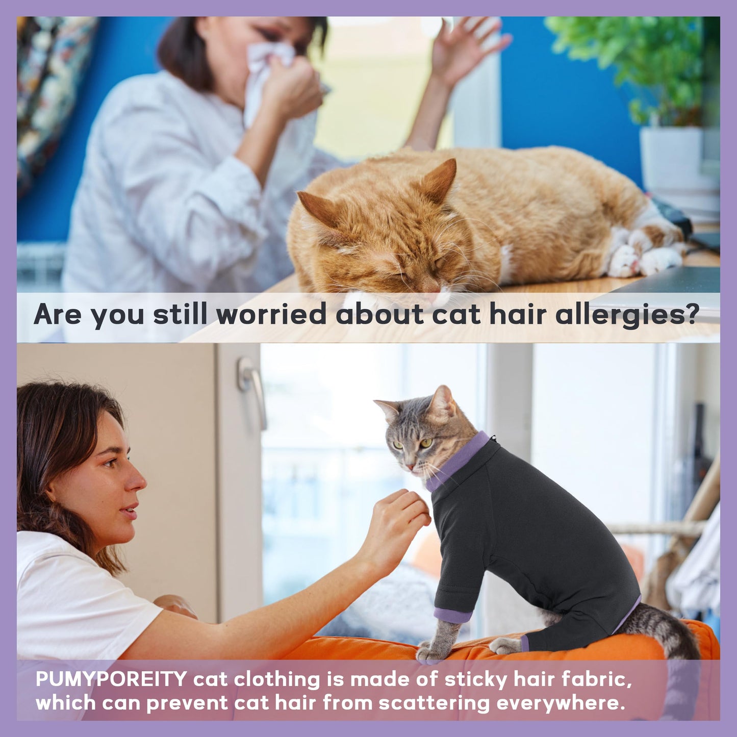 PUMYPOREITY Sticky Cat Clothes - Soft Cat Sweaters & Pajamas for Recovery & Hair Loss Prevention, Green, XS