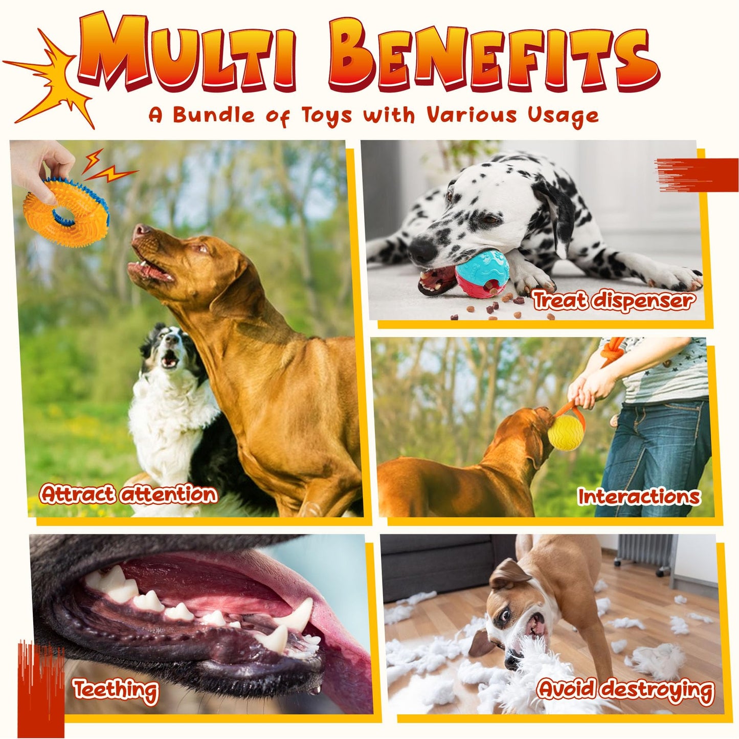 KIPRITII Dog Toys for Puppy Teething - 23 Pack Puppy Teething Toys for Boredom, Pet Dog Toothbrush Dog Toys with Rope Toys, Dog Treat Ball and More Squeaky Toy for Puppies and Small Dogs