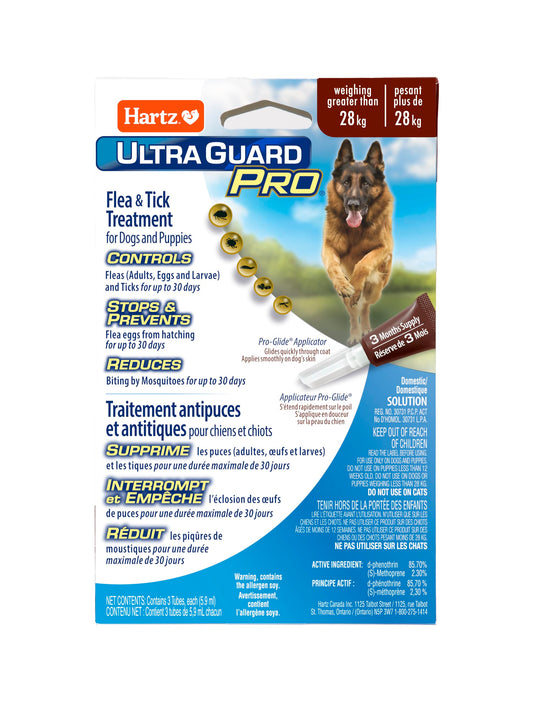 UltraGuard Pro Topical Flea & Tick Prevention for Dogs and Puppies - Over 28 kg, 3 Monthly Treatments