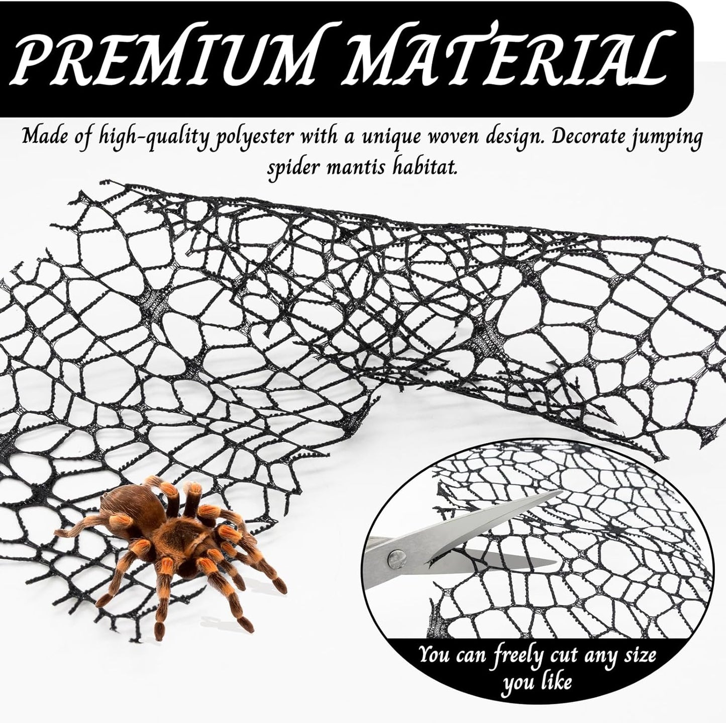 Niuohoy 4 Pack Tarantula Enclosure Accessories Jumping Spider Habitat Accessories with 16pcs Magnets Spider Terrarium Decoration Praying Mantis Habitat Jumping Spider Climbing Mesh (Black)