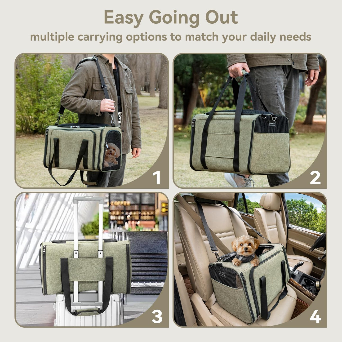 Petsfit Rabbit Carrier Bunny Carriers, Airline Approved Soft-Sided Pet Carrier for Guinea Pig/Cat/Dog/Kittens/Puppy, 16"x 10"x 9"