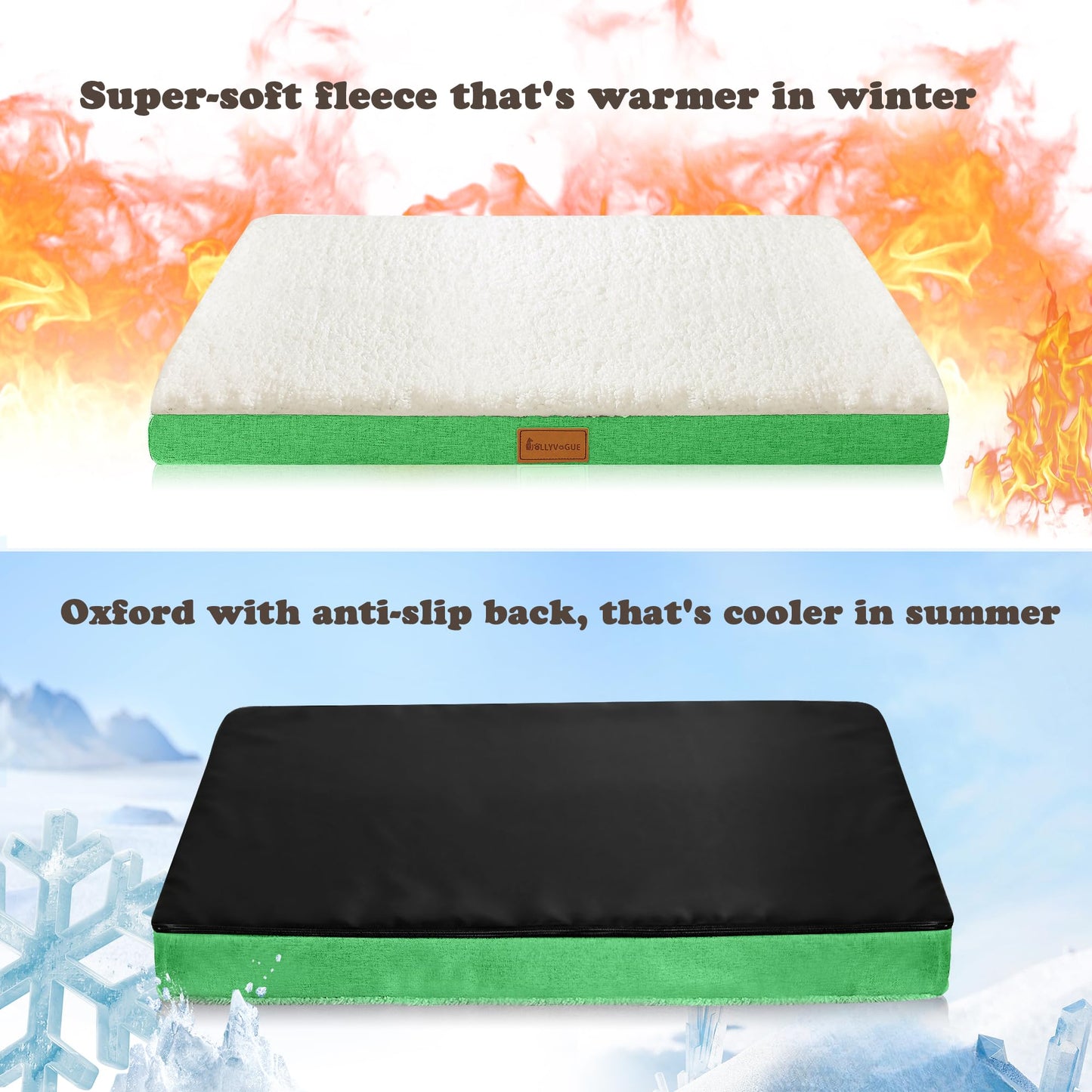 JOLLYVOGUE Dog Bed Large, Orthopedic Dog Bed Support Egg Crate Foam Dog Beds, Soft & Cozy Pet Bed Mat with Removable Washable Cover (Large, Dark Grey, Up to 75 lbs)