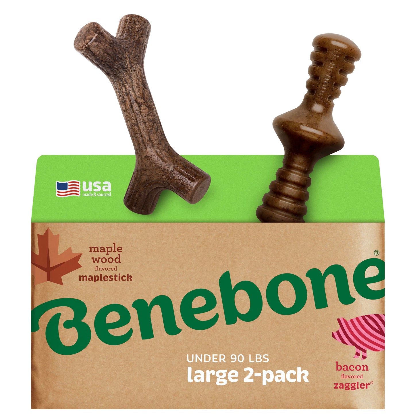 Benebone Small 4-Pack Dog Chew Toys for Aggressive Chewers, Made in USA, 30lbs and Under