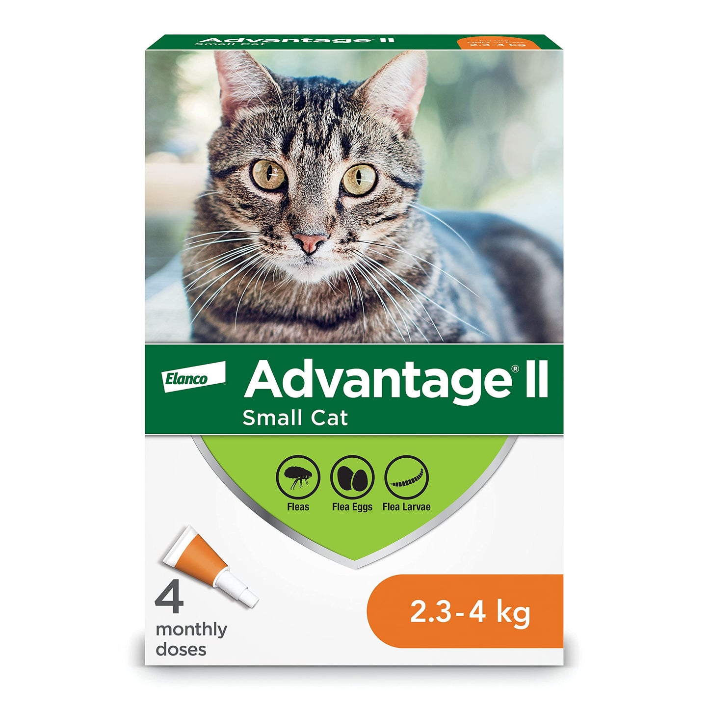 Advantage II Flea Treatment for Small Cats weighing between 2.3 kg to 4 kg (5 lbs. to 9 lbs.)-2 doses