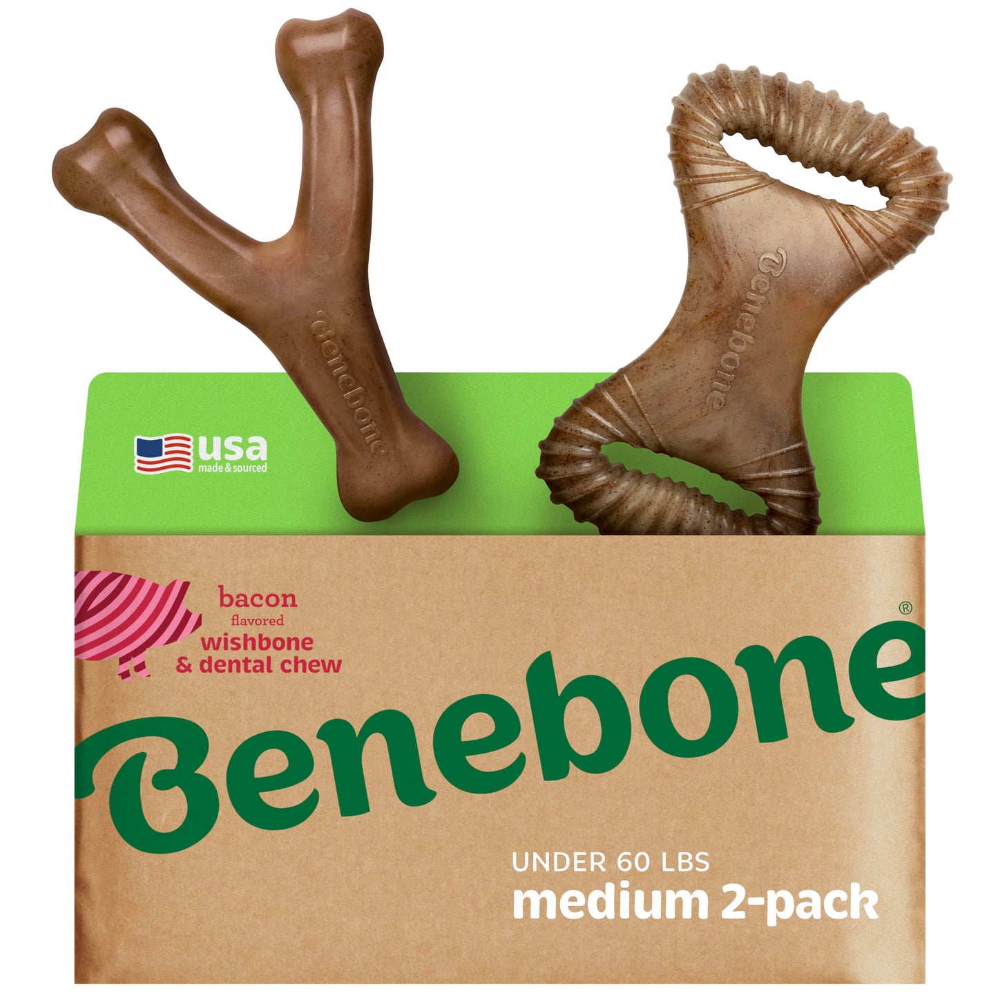 Benebone Small 4-Pack Dog Chew Toys for Aggressive Chewers, Made in USA, 30lbs and Under
