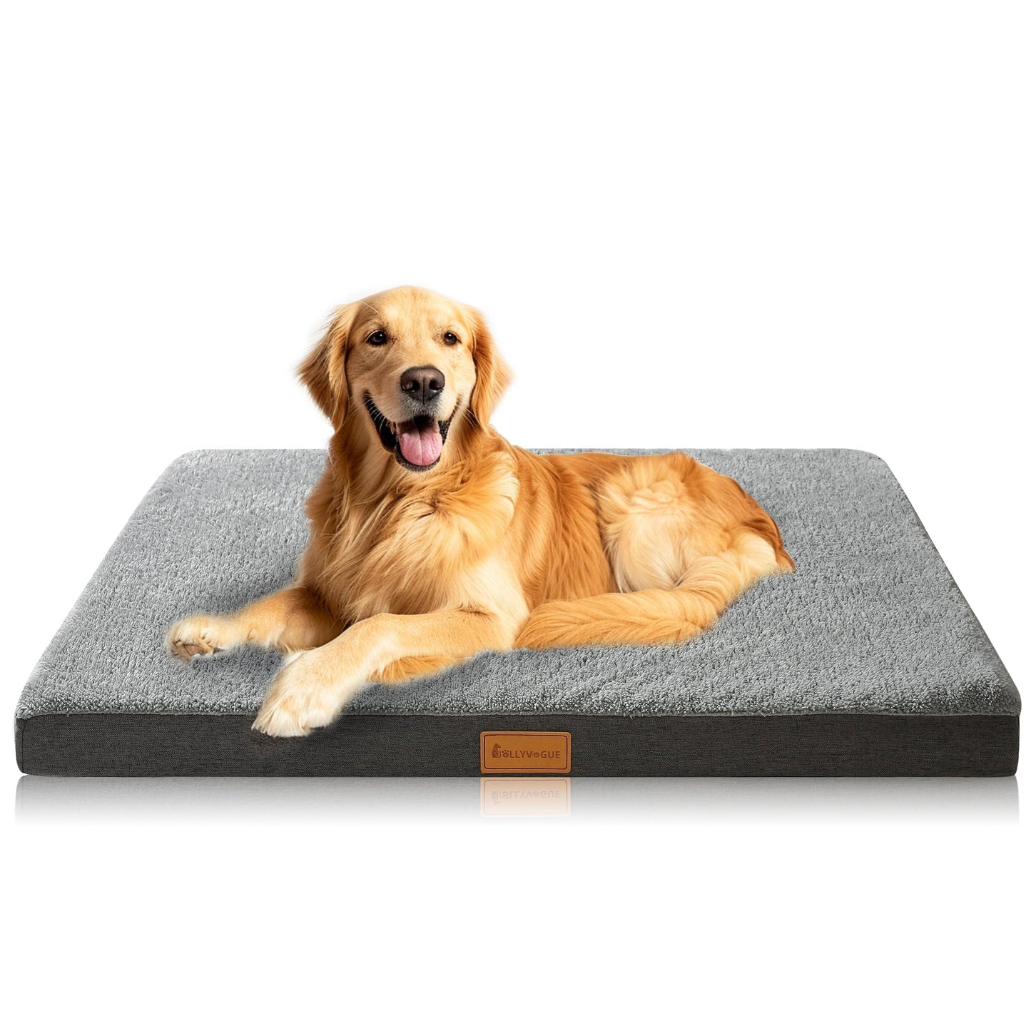 JOLLYVOGUE Dog Bed Large, Orthopedic Dog Bed Support Egg Crate Foam Dog Beds, Soft & Cozy Pet Bed Mat with Removable Washable Cover (Large, Dark Grey, Up to 75 lbs)