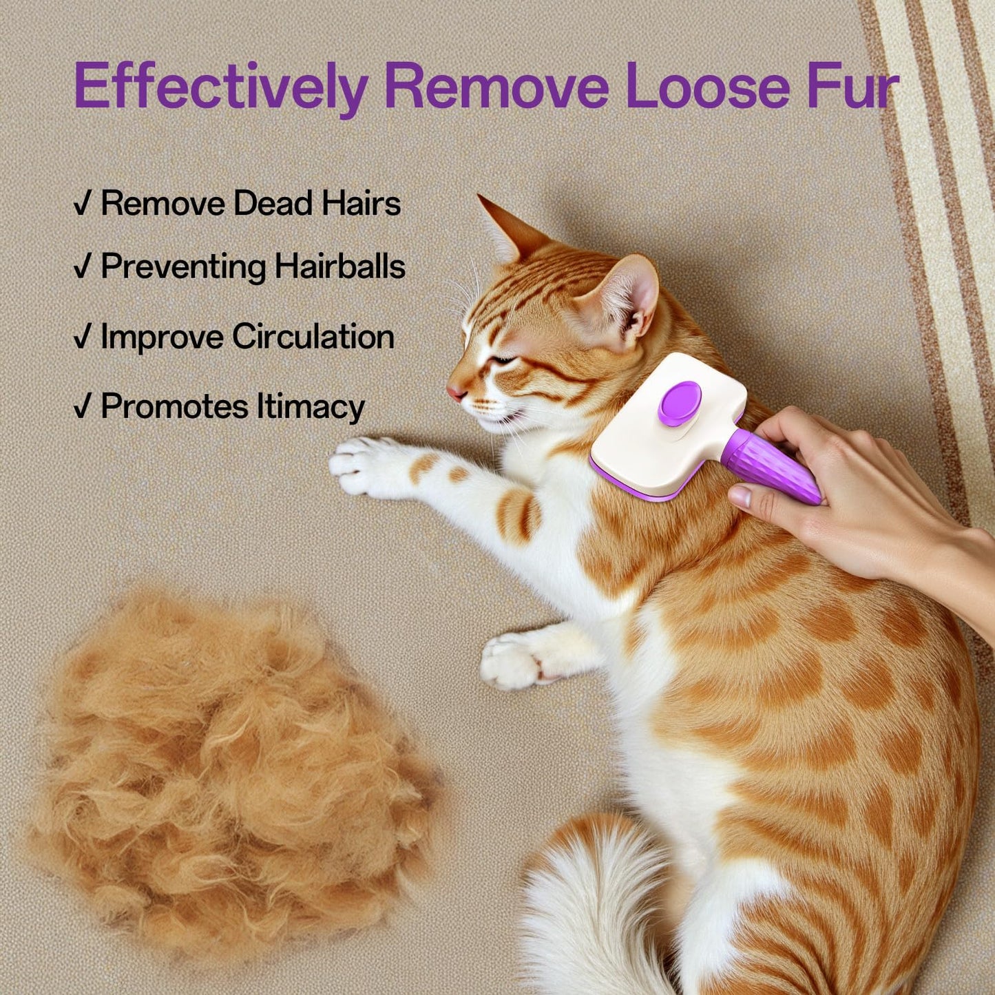 ACE2ACE Dog Brush, Cat Brush for Shedding Long and Short Haired, Self-Cleaning Dog Slicker Brush, Removes Loose Fur for Puppy, Cockapoo, Labrador, Golden Retriever, Pomeranian, Poodle, Rabbits, Blue - Furr-Reel