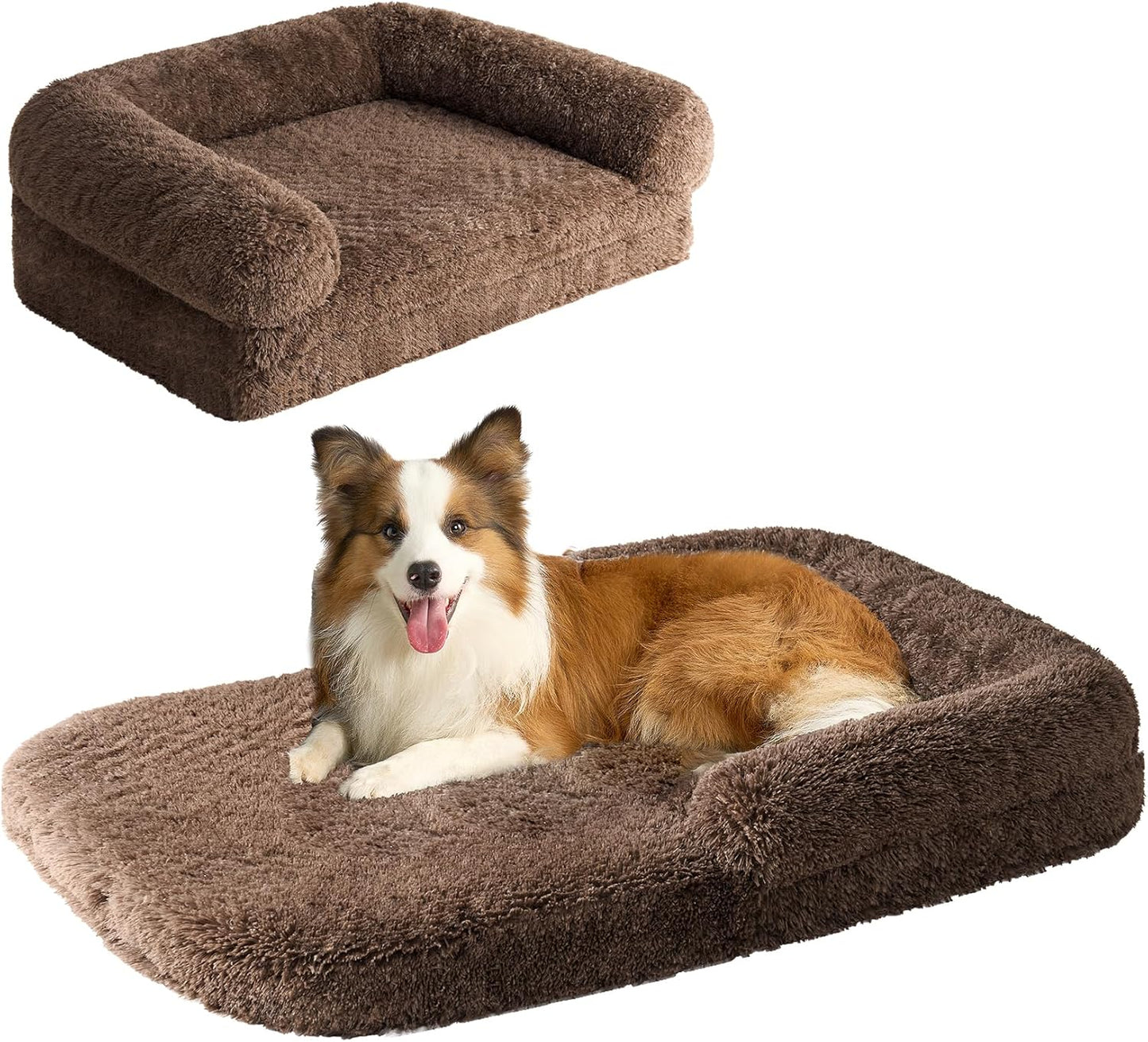 EHEYCIGA Foldable XXL Dog Bed, 54"x38"x7.5" Memory Foam Orthopedic Dog Couch for Extra Large Dogs, Calming Waterproof Pet Sofa with Washable Cover, Human Dog Bed for Kids, Dark Grey - Furr-Reel