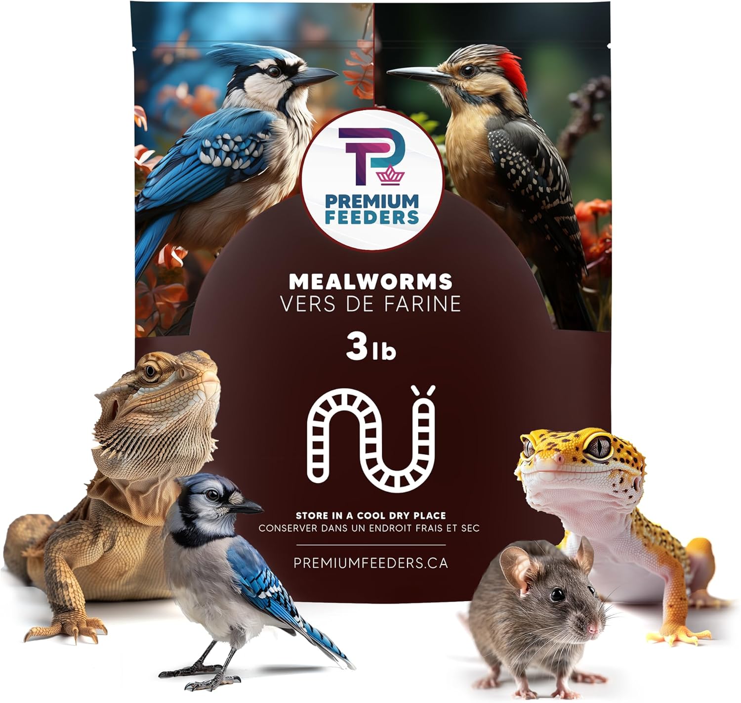 3LB - MEALWORMS by Premium Feeders – Approx 48000+ Dried Mealworms - Chicken & Bird Feed - Meal Worms Treats - High Protein – Mealworm for Chickens, Wild Birds, Hens, Rat, Fish, Hedgehog & Hamster