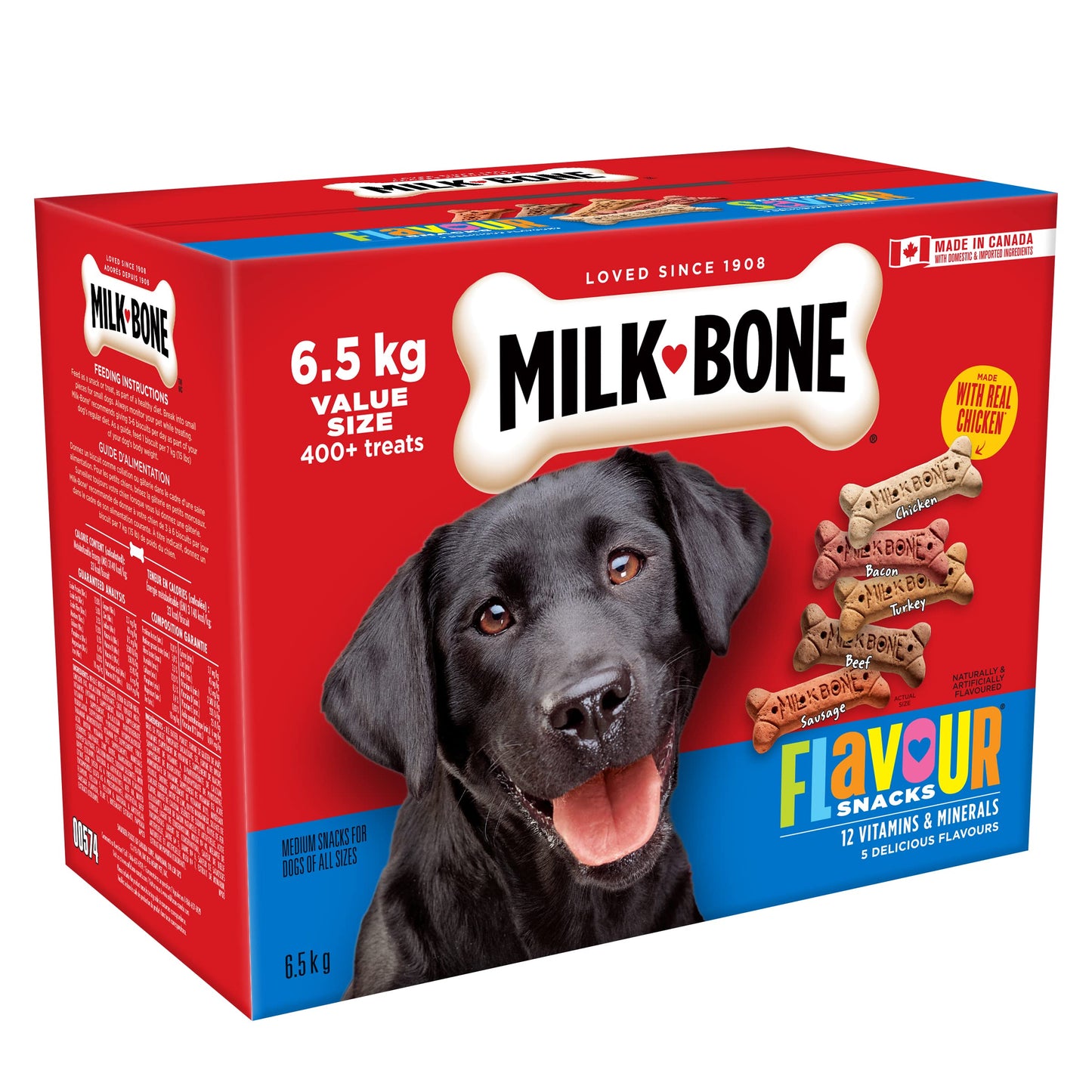 Milk-Bone Flavour Snacks Dog Biscuits Medium Sized Dog Treats, Assorted Flavours, 6.5kg Box