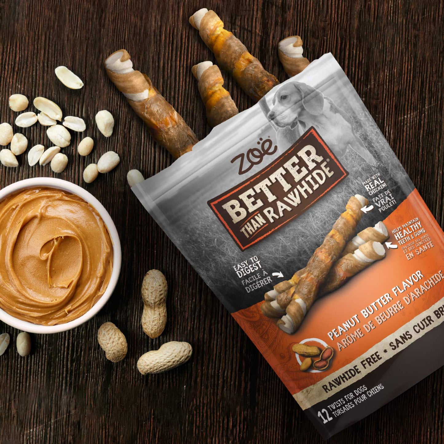 Zoe Better Than Rawhide Twists for Dogs, BBQ Chicken Flavor, 12 Pack (5.2 oz)