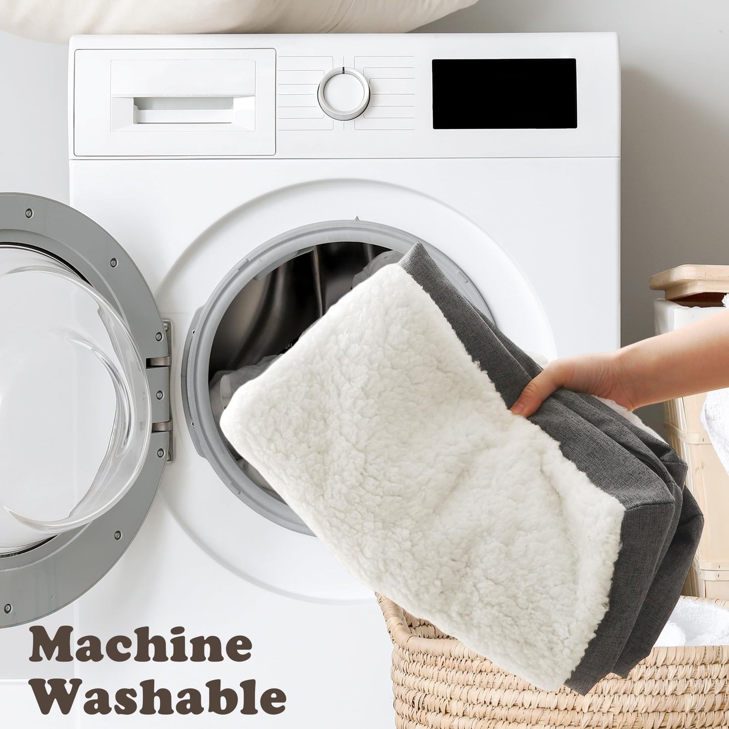 JOLLYVOGUE Dog Bed Large, Orthopedic Dog Bed Support Egg Crate Foam Dog Beds, Soft & Cozy Pet Bed Mat with Removable Washable Cover (Large, Dark Grey, Up to 75 lbs)