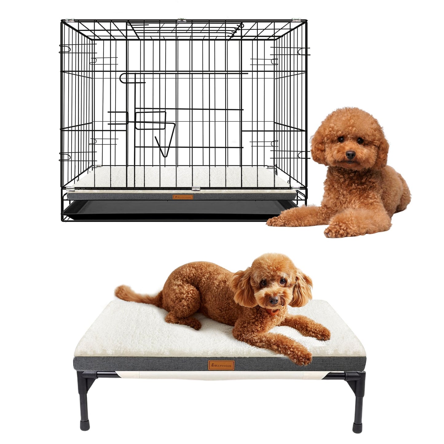 JOLLYVOGUE Dog Bed Large, Orthopedic Dog Bed Support Egg Crate Foam Dog Beds, Soft & Cozy Pet Bed Mat with Removable Washable Cover (Large, Dark Grey, Up to 75 lbs)