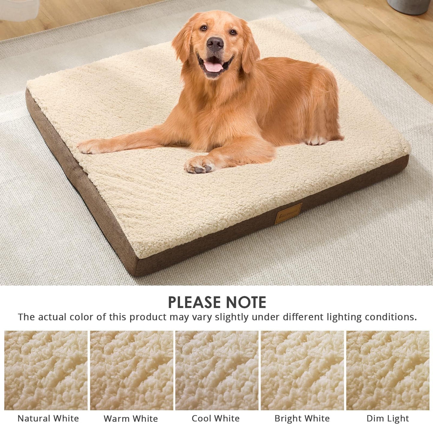 JOLLYVOGUE Dog Bed Large, Orthopedic Dog Bed Support Egg Crate Foam Dog Beds, Soft & Cozy Pet Bed Mat with Removable Washable Cover (Large, Dark Grey, Up to 75 lbs)