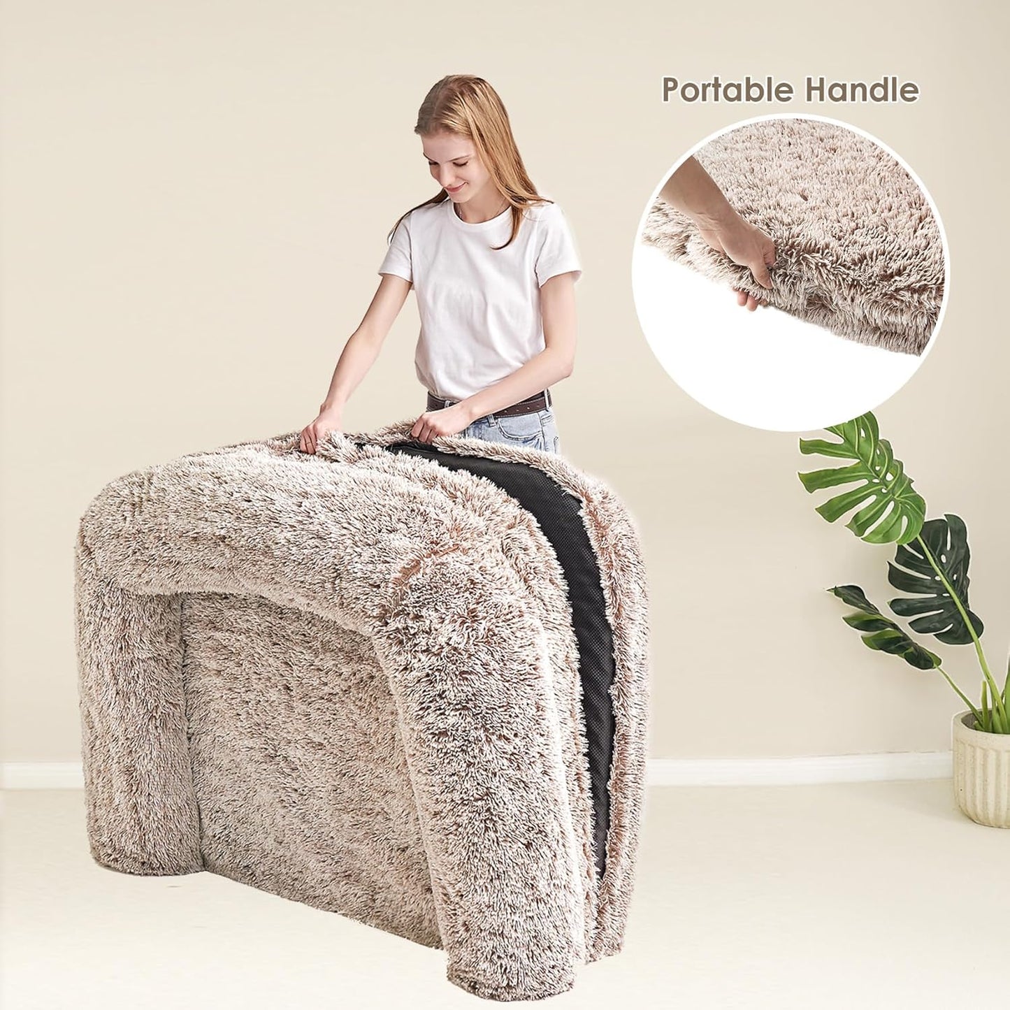 EHEYCIGA Foldable XXL Dog Bed, 54"x38"x7.5" Memory Foam Orthopedic Dog Couch for Extra Large Dogs, Calming Waterproof Pet Sofa with Washable Cover, Human Dog Bed for Kids, Dark Grey - Furr-Reel
