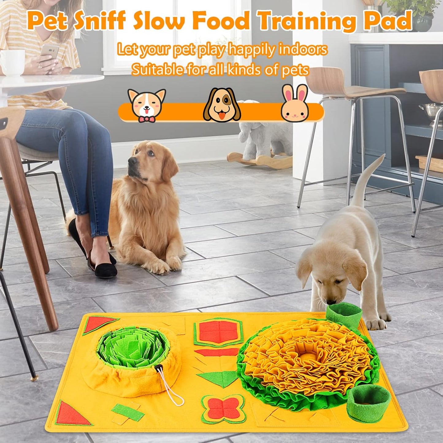 BORUIT Snuffle Mat for Dogs Large Medium Small 31.5"x 19.3" Dog Snuffle Mat,9 Training Elements Interactive Dog Toys for Puppies Cats Brain Toys,Encourages Natural Foraging Skills,Stress Relief