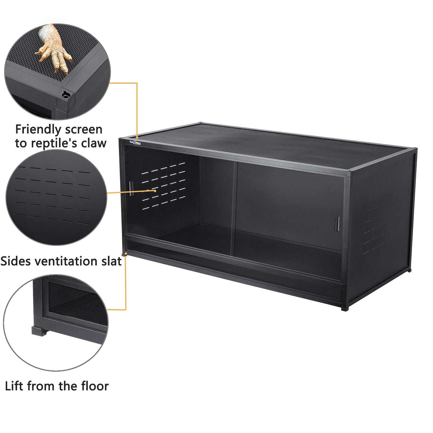 PVC Reptile Enclosure 44''x20''x20'' Stackable ToxiRium Large Reptile Terrarium 76 Gallons for Bearded Dragon Gecko Lizard Snake, Wide Breeding Vivarium Area with Sliding Doors Lock-2pcs with spacers