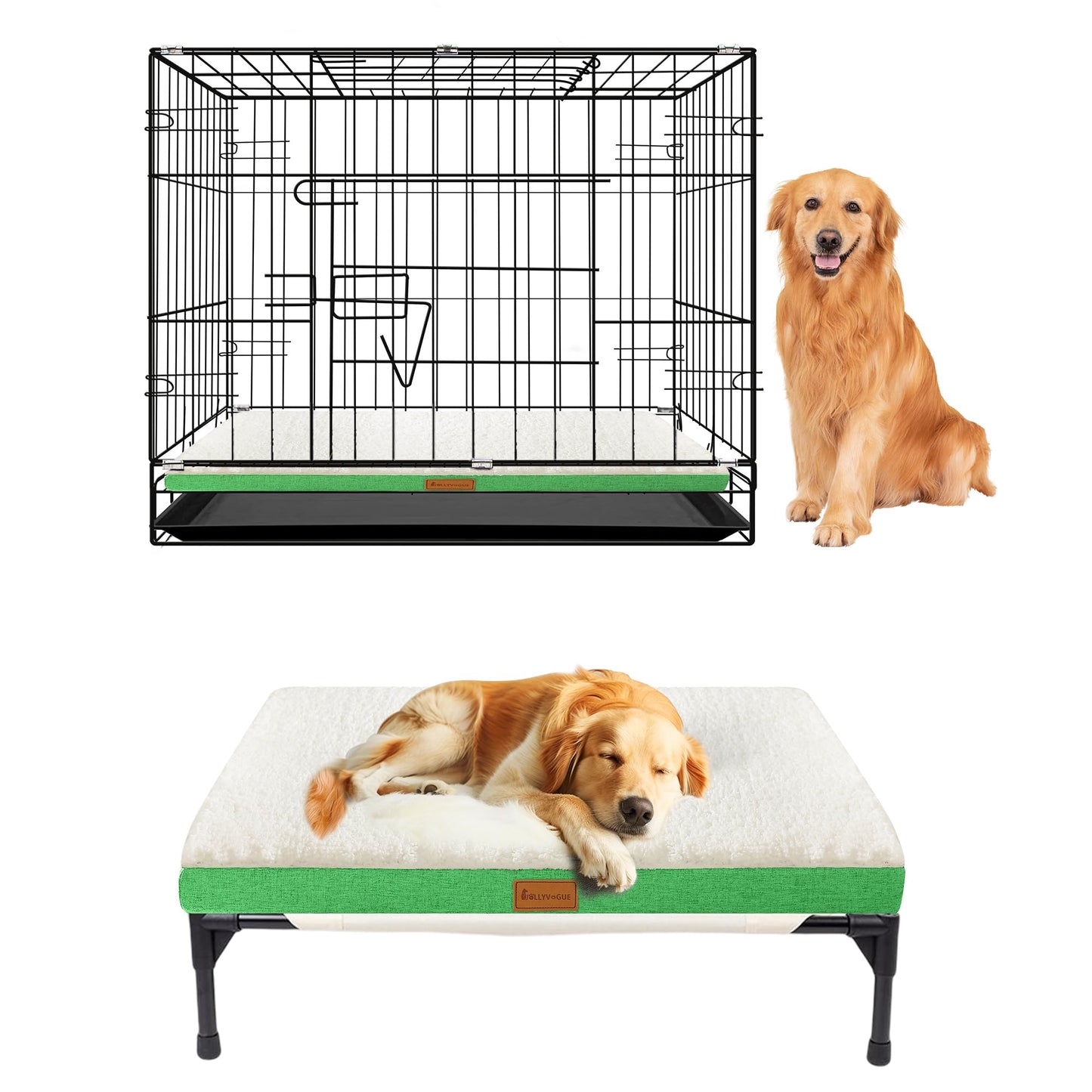 JOLLYVOGUE Dog Bed Large, Orthopedic Dog Bed Support Egg Crate Foam Dog Beds, Soft & Cozy Pet Bed Mat with Removable Washable Cover (Large, Dark Grey, Up to 75 lbs)