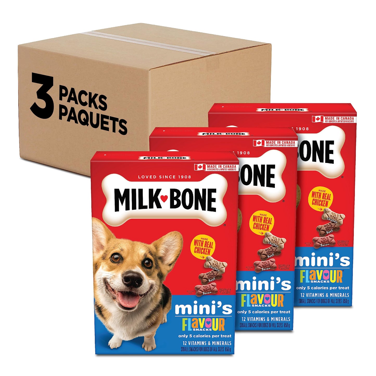 Milk-Bone Flavour Snacks Dog Biscuits Medium Sized Dog Treats, Assorted Flavours, 6.5kg Box