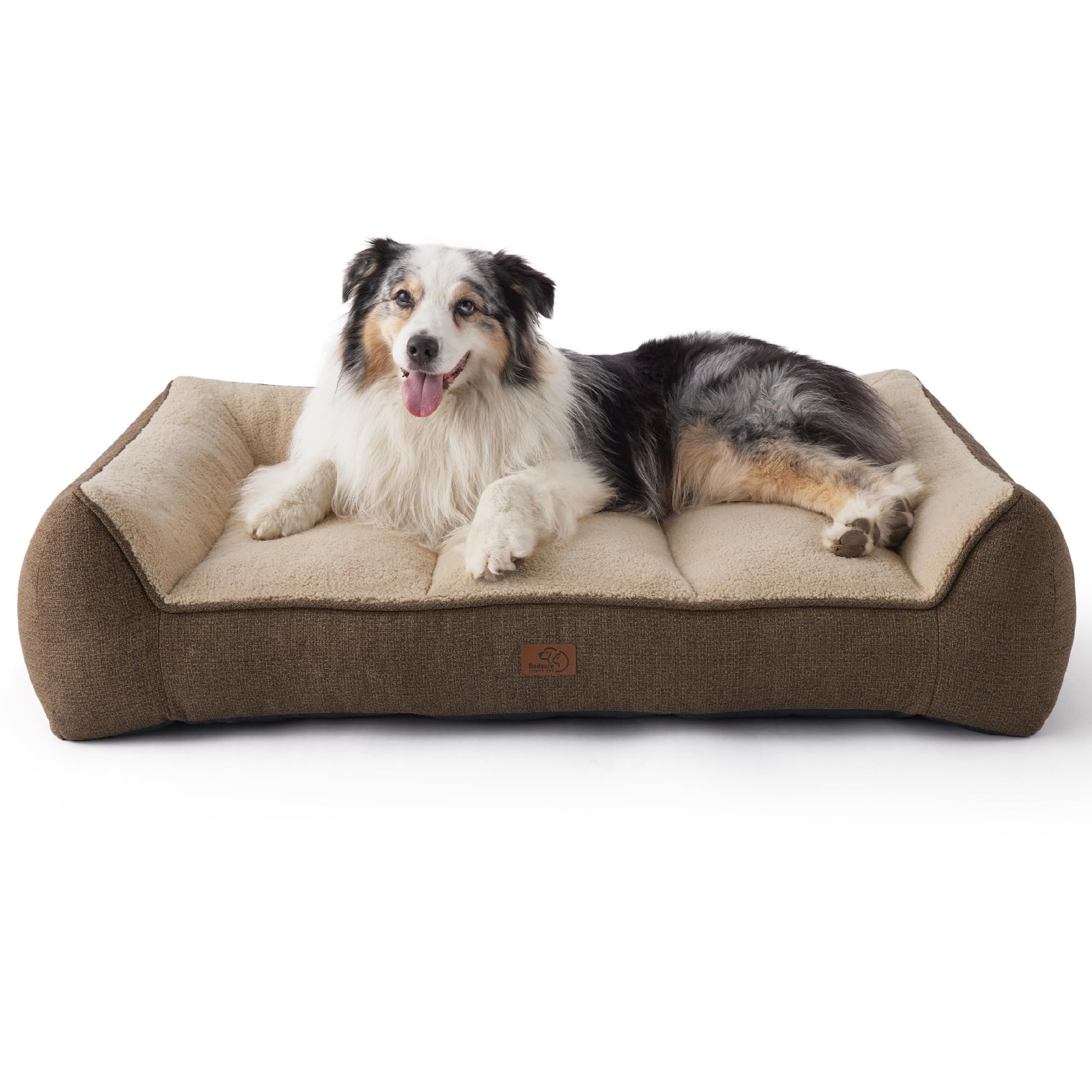 Bedsure XL Orthopedic Dog Beds Large Sized Dog - Extra Thick Supportive Dogs Couch with Waterproof Washable Cover, Extra Large Comfort Pet Bed Sofa with Soft Plush Sherpa and Nonskid Bottom, Grey, 42" - Furr-Reel