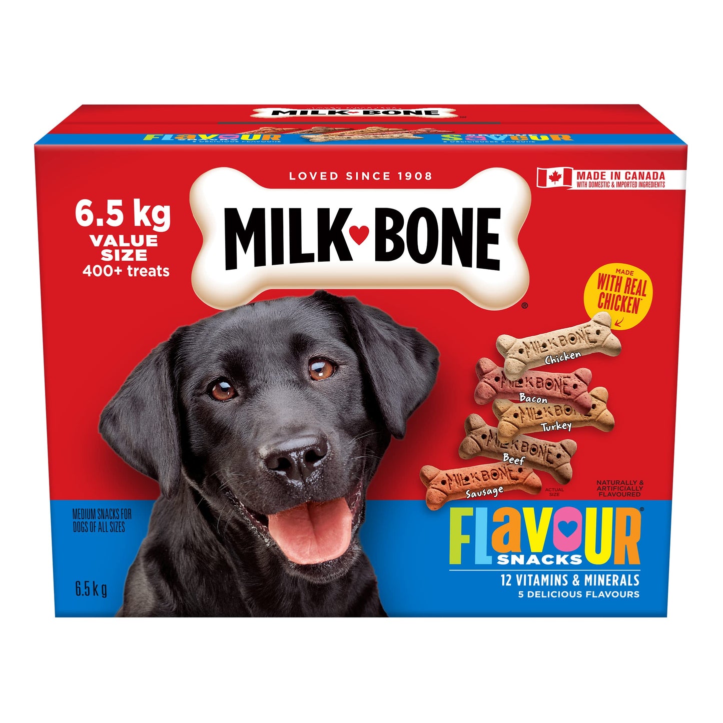 Milk-Bone Flavour Snacks Dog Biscuits Medium Sized Dog Treats, Assorted Flavours, 6.5kg Box