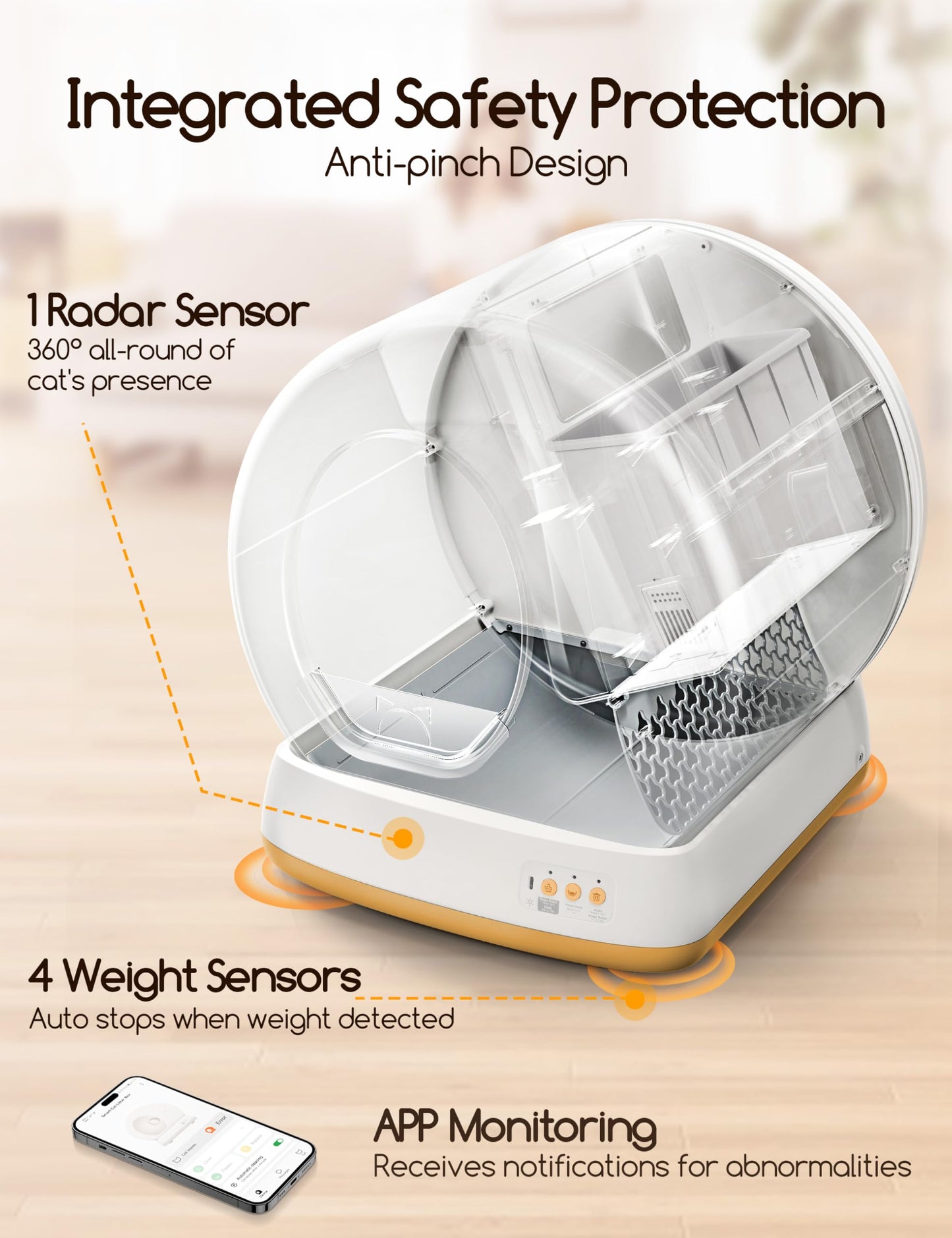 MeoWant Self-Cleaning Cat Litter Box, Integrated Safety Protection Automatic Cat Litter Box for Multi Cats, Extra Large/Odor Isolation/APP Control Cat Litter Box, Confirm Seller is【MeoWant-Direct】