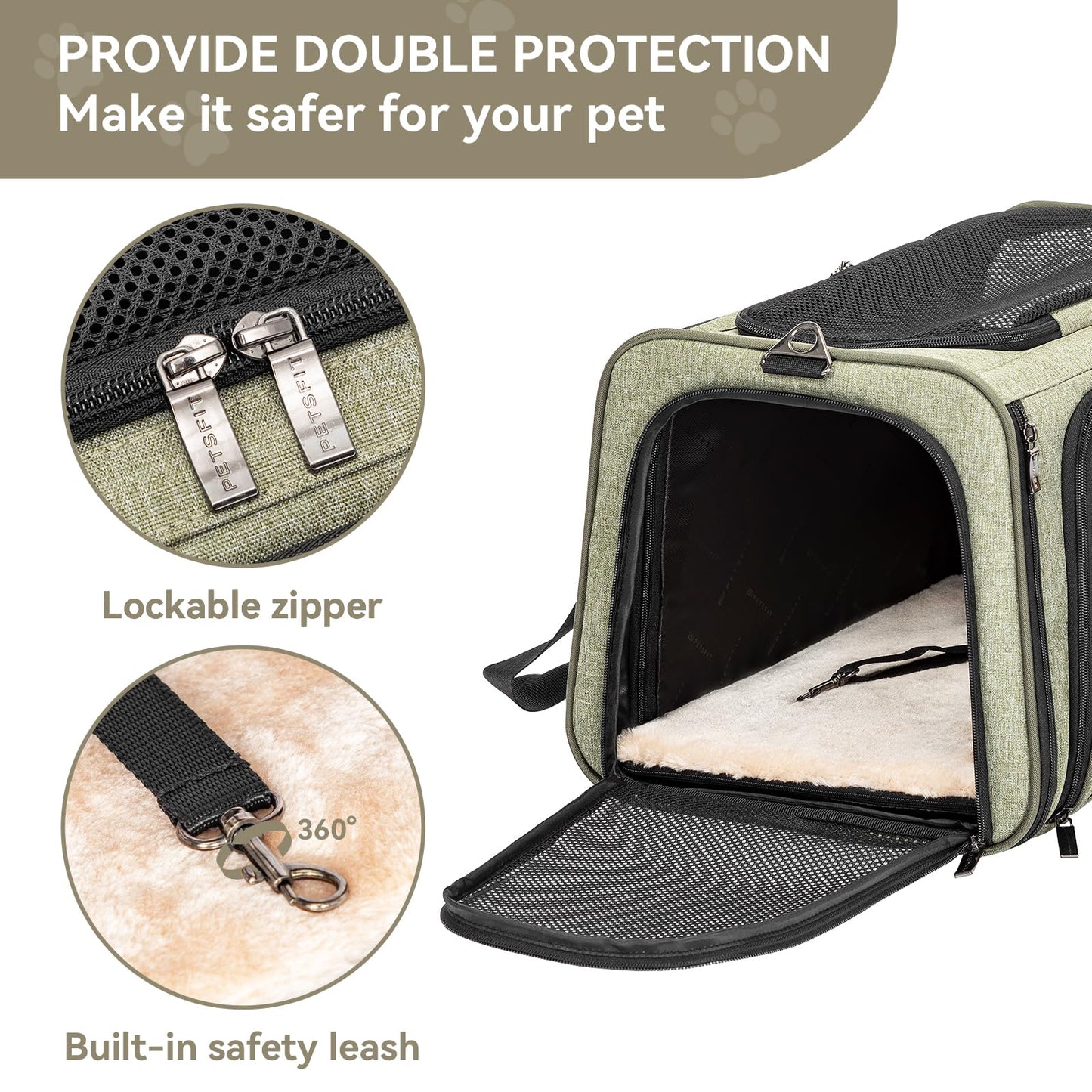 Petsfit Rabbit Carrier Bunny Carriers, Airline Approved Soft-Sided Pet Carrier for Guinea Pig/Cat/Dog/Kittens/Puppy, 16"x 10"x 9"