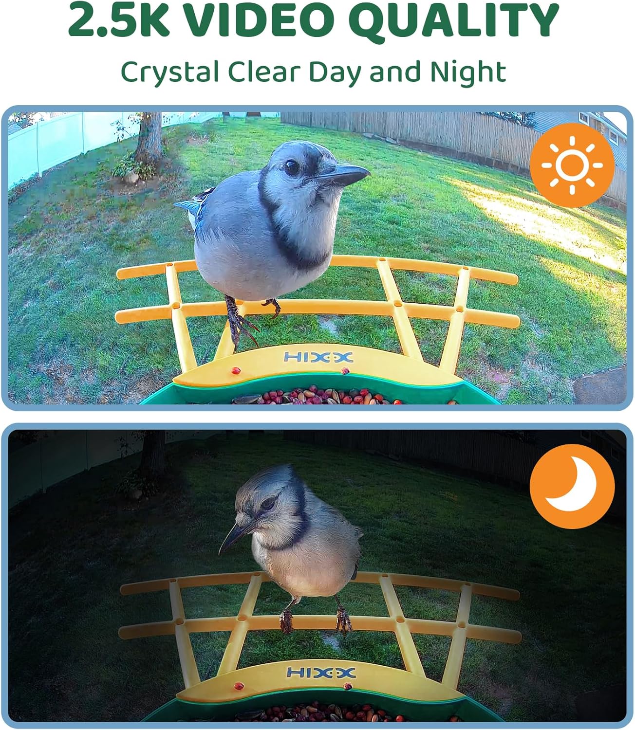 HIXX® Smart Bird Feeder Camera, Lifetime Free AI Bird ID Bird Feeder for Outdoors with Solar Panel, Auto Bird Video Capture & Instant Notifications, Birdwatching Camera with Feeder for Bird Lovers