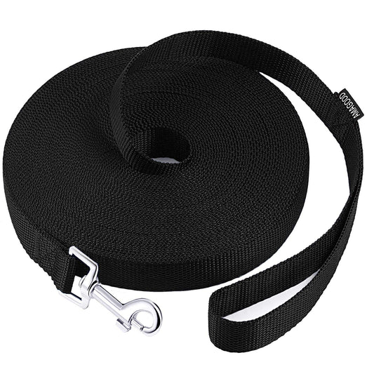 AMAGOOD Dog/Puppy Obedience Recall Training Agility Lead-15 ft 20 ft 30 ft 50 ft Long Leash-for Dog Training,Tie Out,Play,Safety,Camping (15 feet, Black)