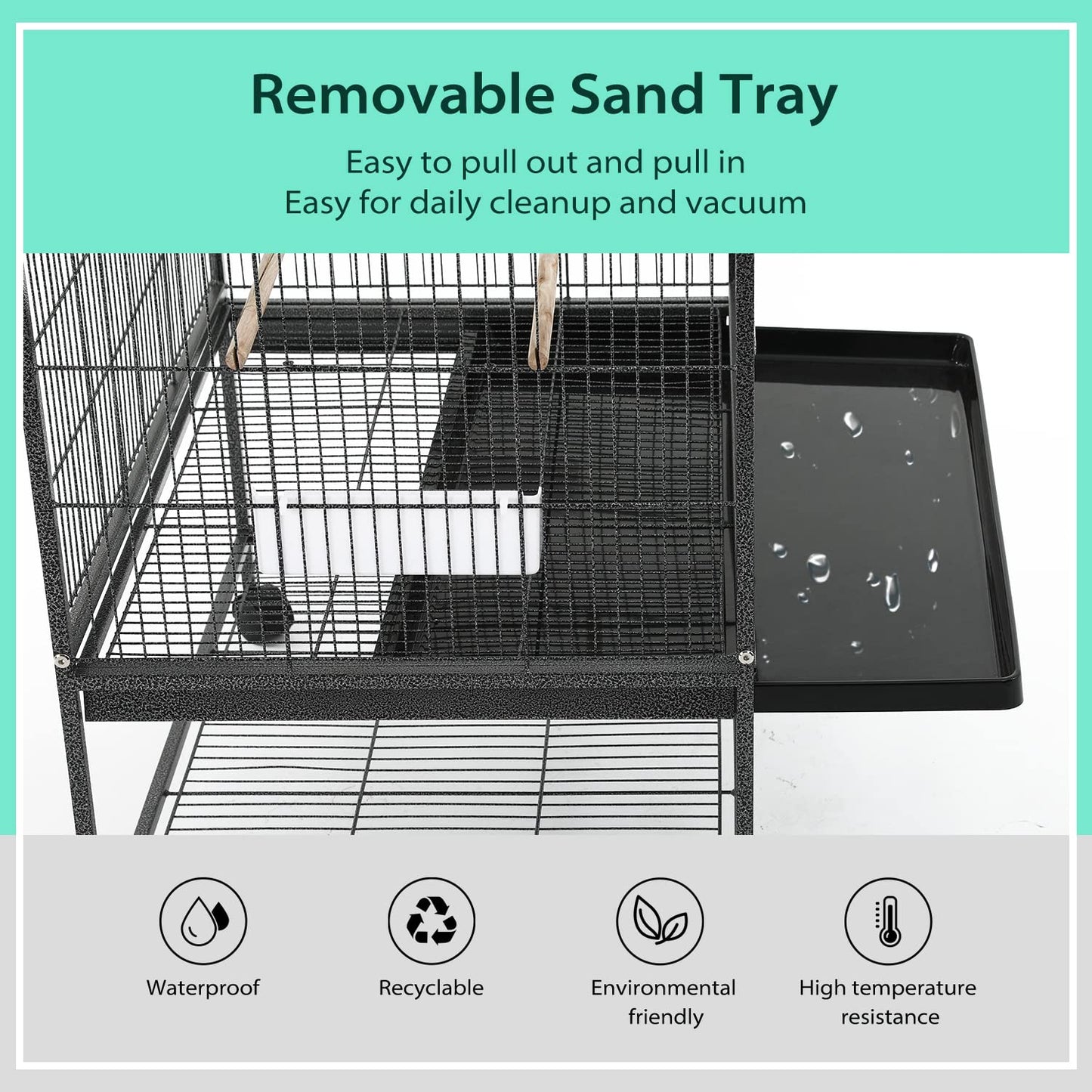 BestPet 53-Inch Wrought Iron Large Flight King Bird Cage for Parakeets,Large Parrot Parakeet Cage Birdcages with Rolling Stand for African Grey Parrot Cockatiel Sun Parakeet Conure Lovebird Canary