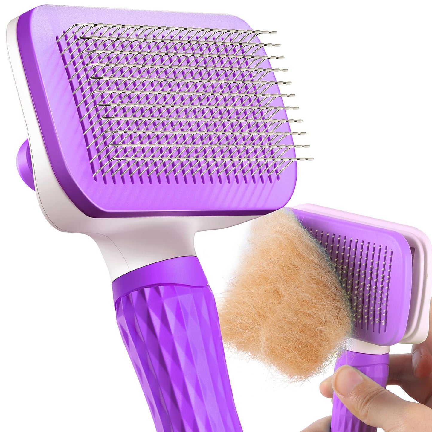 ACE2ACE Dog Brush, Cat Brush for Shedding Long and Short Haired, Self-Cleaning Dog Slicker Brush, Removes Loose Fur for Puppy, Cockapoo, Labrador, Golden Retriever, Pomeranian, Poodle, Rabbits, Blue - Furr-Reel