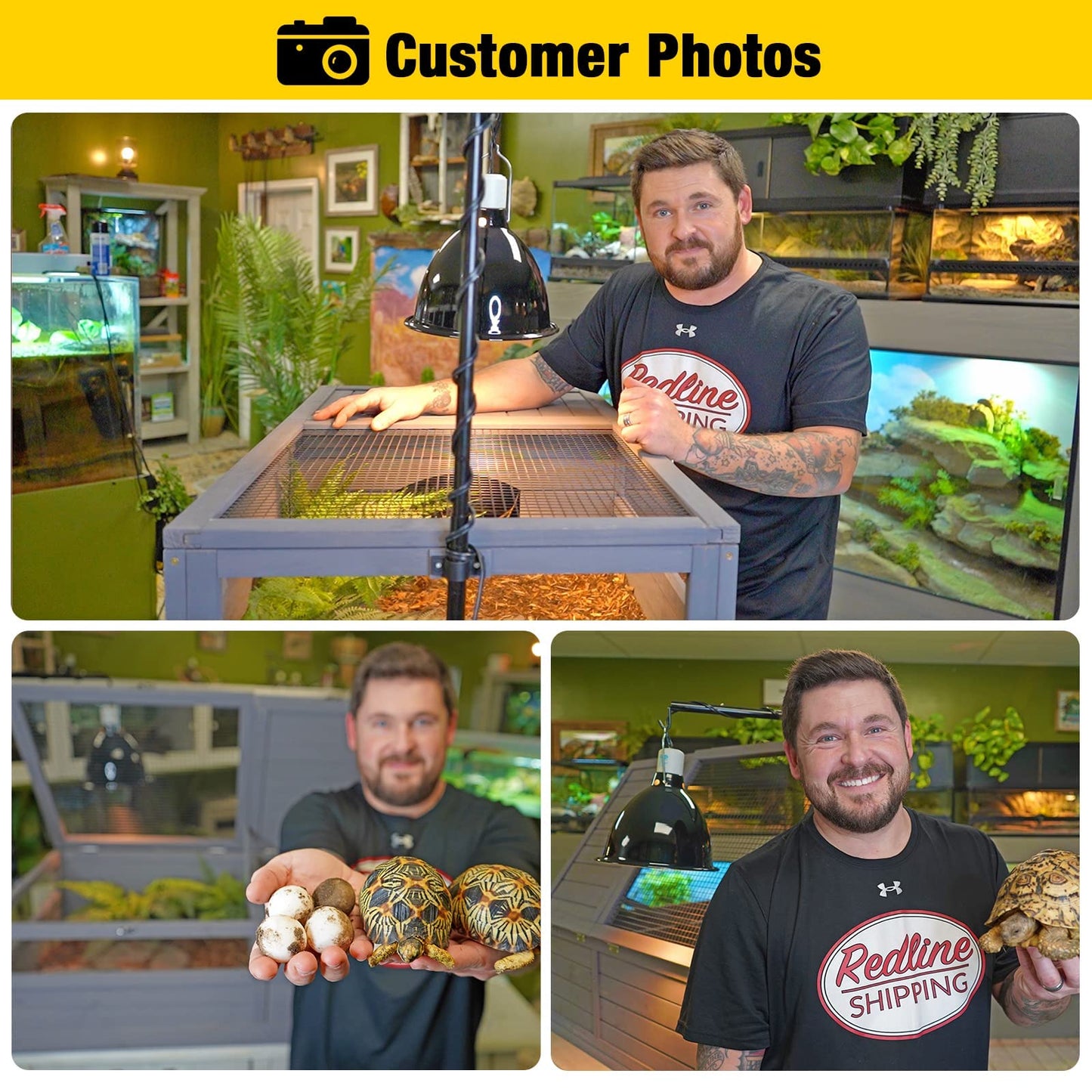 Aivituvin Tortoise Habitat Turtle Enclosure, Wooden Tortoise House Reptile Cage for Small Animals Indoor-Outdoor, Adjustable Lamp Holder Included