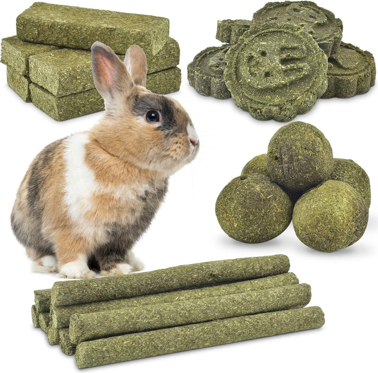 ERKOON 25PCS Bunny Chew Toys for Molar Grinding Natural Timothy Hay Biscuits Chew Sticks Treat Toy for Rabbits Chinchilla Hamsters Guinea Pigs Gerbils Groundhog Squirrels - Furr-Reel