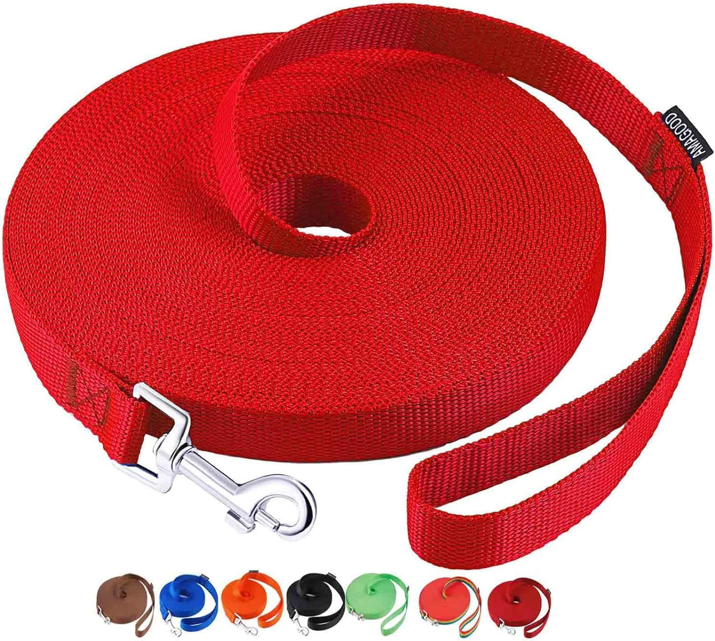 AMAGOOD Dog/Puppy Obedience Recall Training Agility Lead-15 ft 20 ft 30 ft 50 ft Long Leash-for Dog Training,Tie Out,Play,Safety,Camping (15 feet, Black)