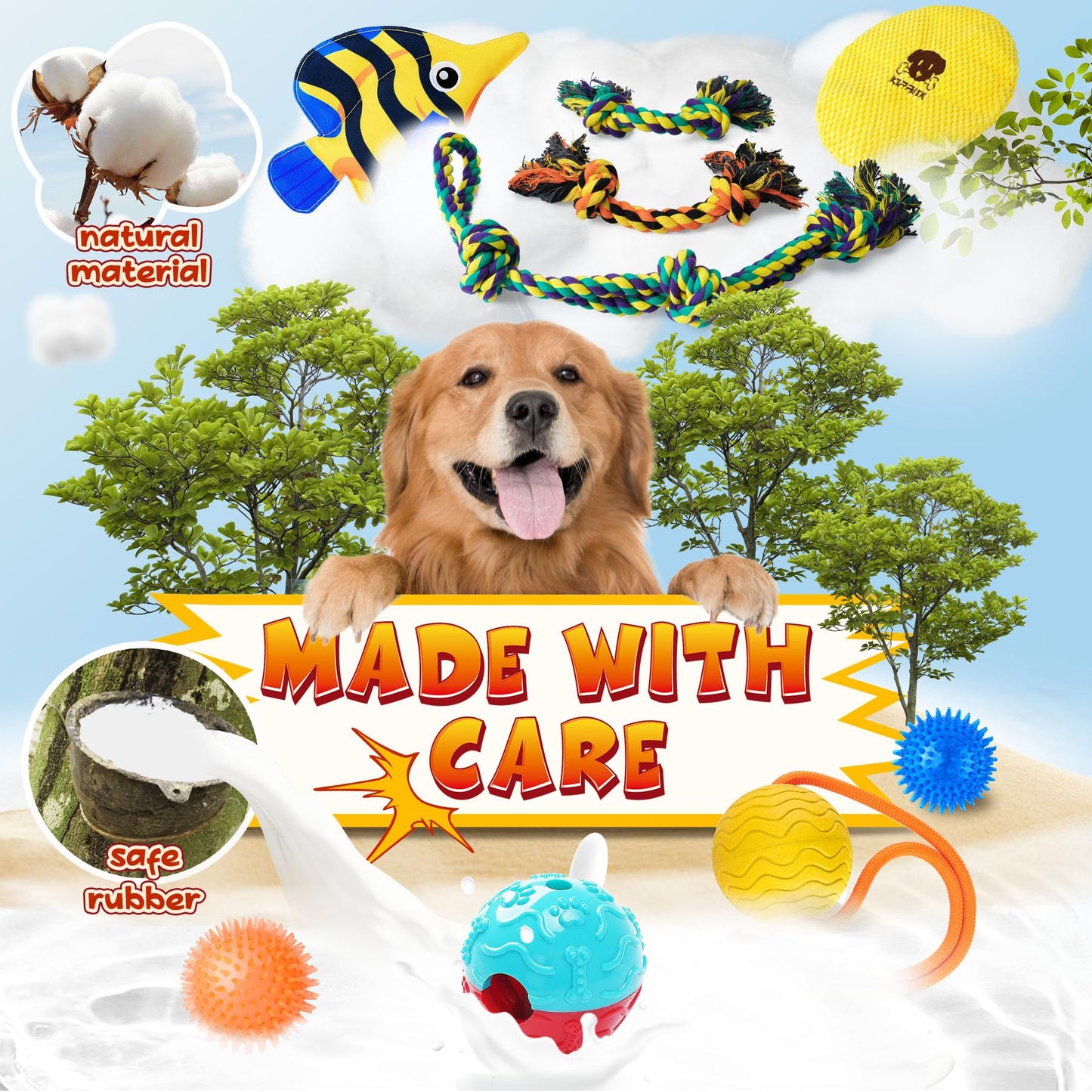 KIPRITII Dog Toys for Puppy Teething - 23 Pack Puppy Teething Toys for Boredom, Pet Dog Toothbrush Dog Toys with Rope Toys, Dog Treat Ball and More Squeaky Toy for Puppies and Small Dogs