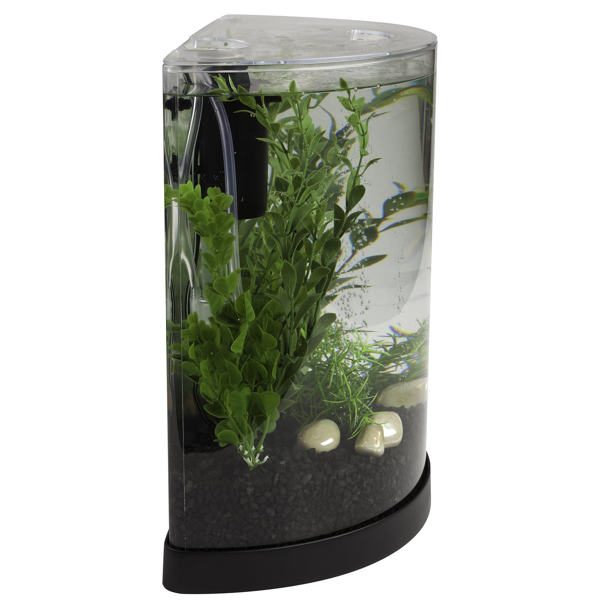 Tetra Bubbling LED Aquarium Kit 3 Gallons, Half-Moon Fish Tank With Color-Changing Light Disc - Furr-Reel