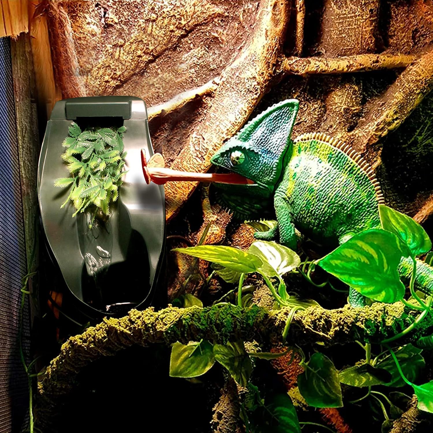 Reptile Chameleon Cantina Drinking Fountain Water dripper Comes with Feeding Tongs and Frosted Tweezer for Amphibians Insects Lizard Turtle Snake Spider Frog Gecko Furr-Reel
