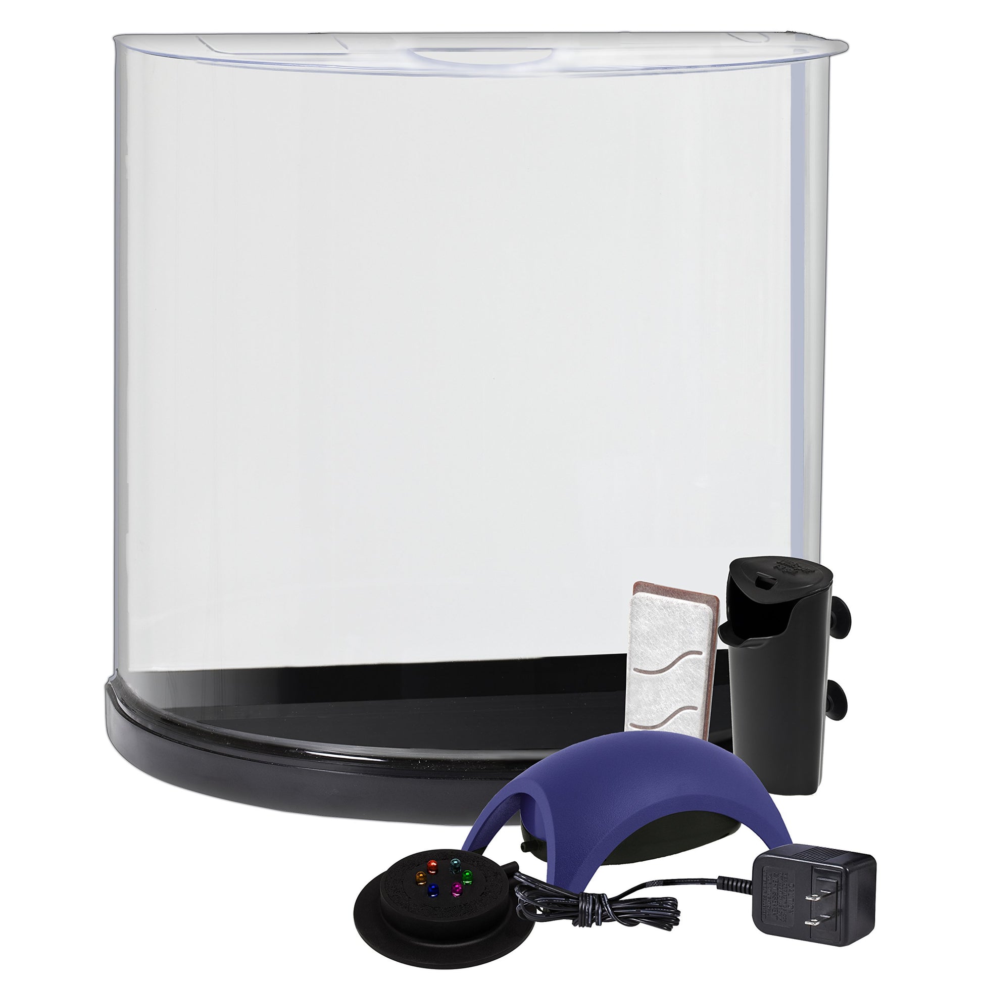 Tetra Bubbling LED Aquarium Kit 3 Gallons, Half-Moon Fish Tank With Color-Changing Light Disc - Furr-Reel
