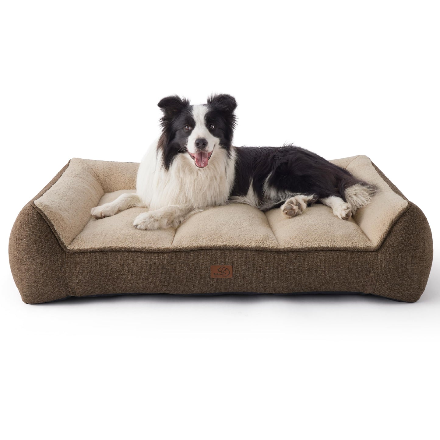 Bedsure XL Orthopedic Dog Beds Large Sized Dog - Extra Thick Supportive Dogs Couch with Waterproof Washable Cover, Extra Large Comfort Pet Bed Sofa with Soft Plush Sherpa and Nonskid Bottom, Grey, 42" - Furr-Reel