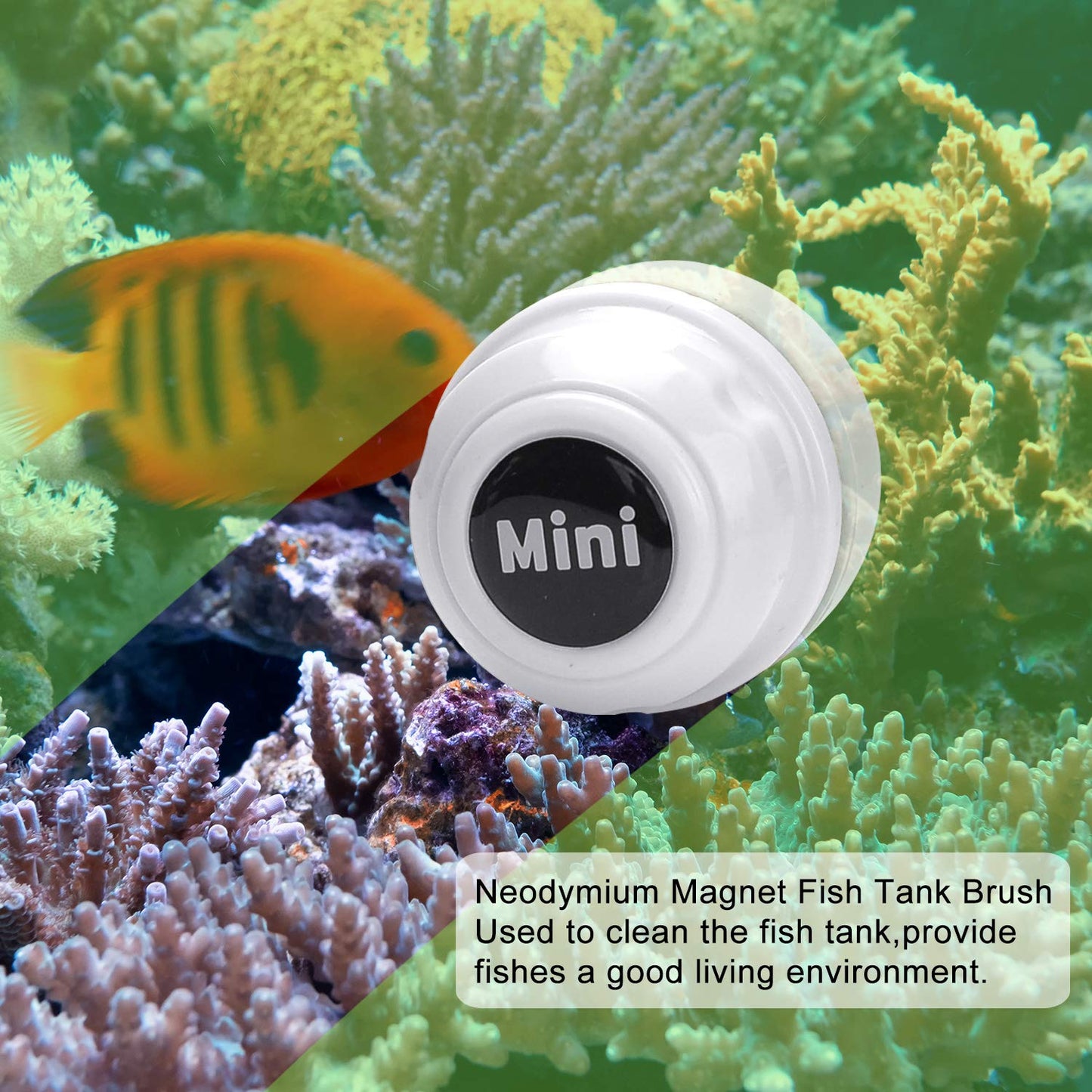 TOP Star Mini Magnet Fish Tank Brush, Aquarium Cleaner, Fish Tank Glass Cleaner, Mini Portable Durable Magnet, Cleaning for Fish Tank and Algae Removal (Green)