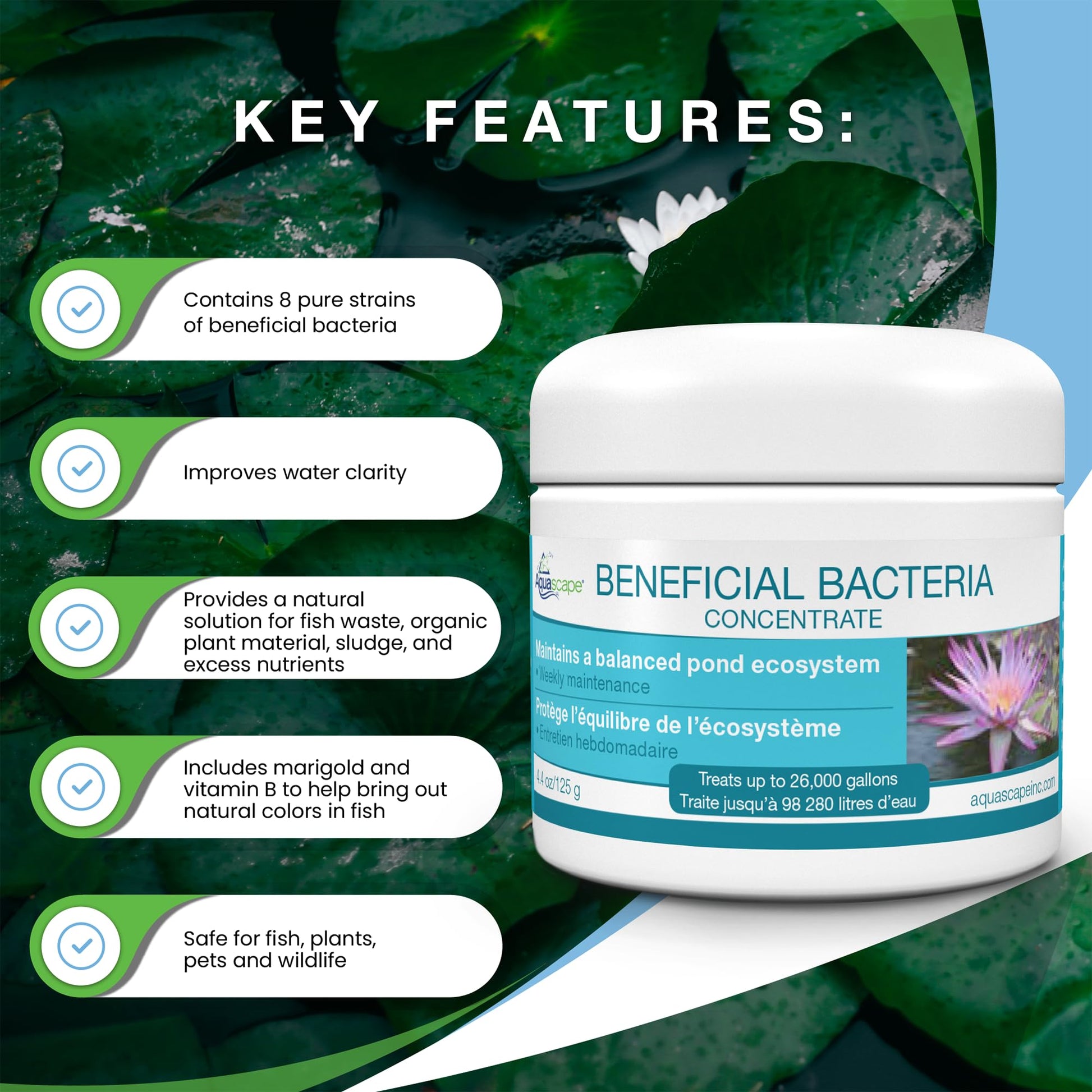 Aquascape 98949 Beneficial Bacteria for Ponds, Dry 1.1 Lbs Furr-Reel