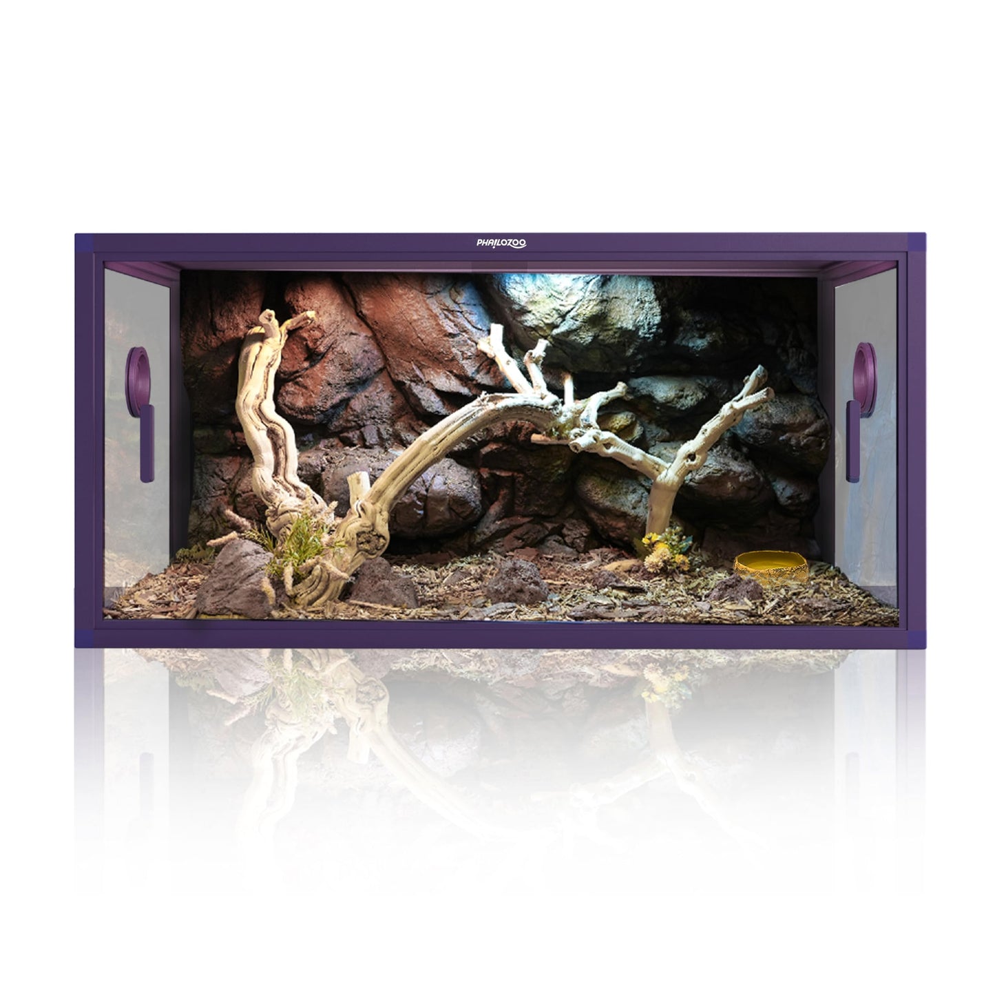 50 Gallon Reptile Terrarium, Reptile Tank for Easy Maintenance, Front Opening Reptile Enclosure with Top Screen Ventilation & Glass Sliding Door 36''x18''x18'' (Ultimate Black) - Furr-Reel