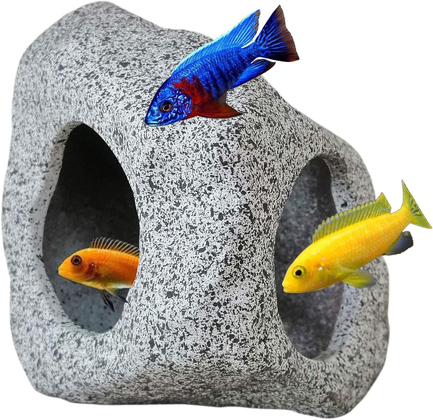 SpringSmart Aquarium Hideaway Rock Cave for Aquatic Pets to Breed, Play and Rest, Safe and Non-Toxic Ceramic Fish Tank Ornaments, Decor Stone for Betta