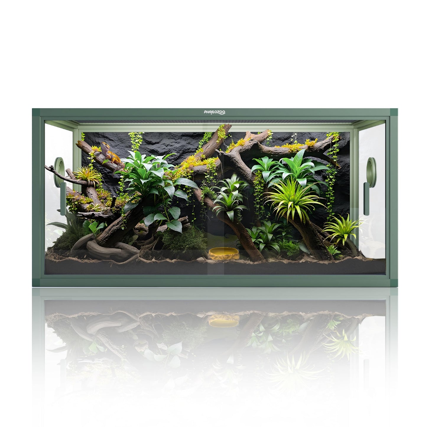 50 Gallon Reptile Terrarium, Reptile Tank for Easy Maintenance, Front Opening Reptile Enclosure with Top Screen Ventilation & Glass Sliding Door 36''x18''x18'' (Ultimate Black) - Furr-Reel
