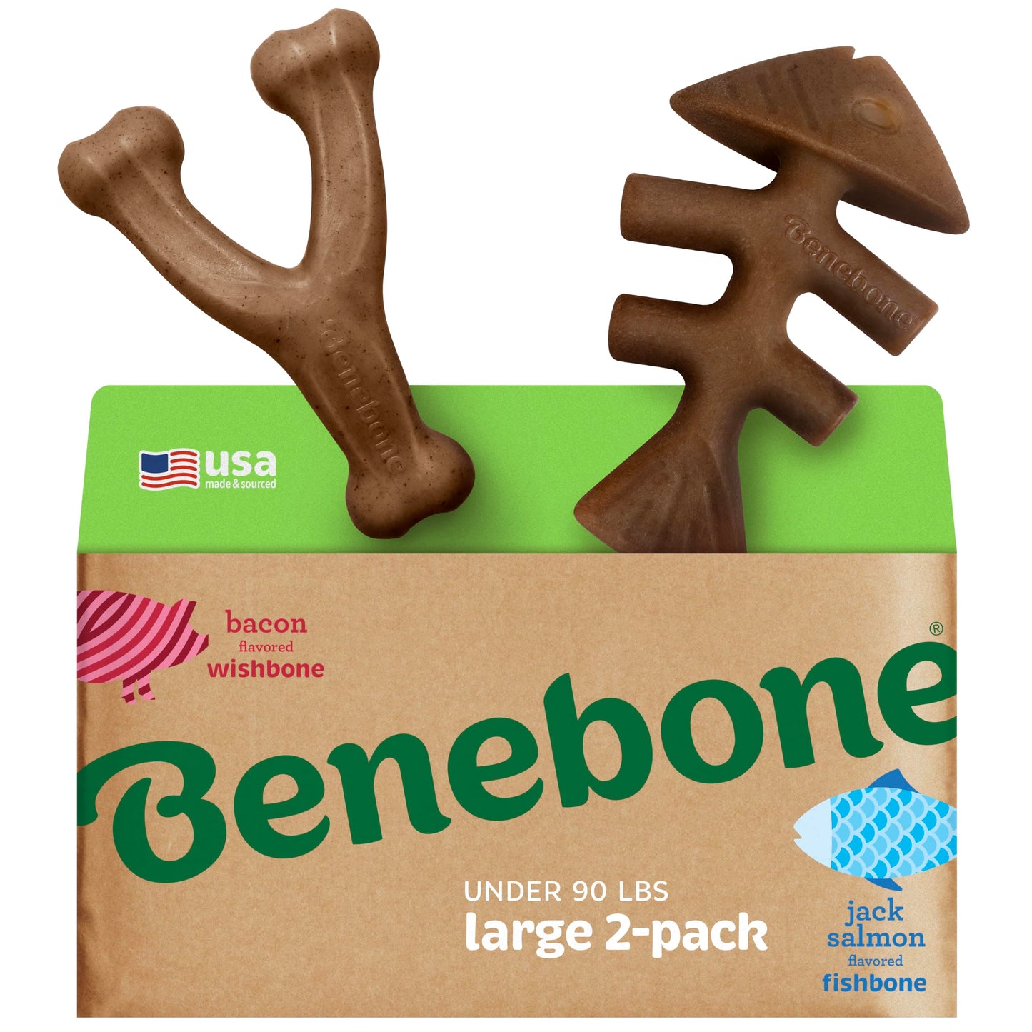 Benebone Small 4-Pack Dog Chew Toys for Aggressive Chewers, Made in USA, 30lbs and Under