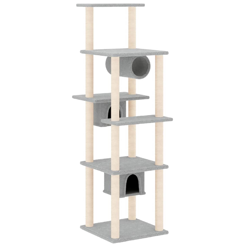 NNEVL Cat Tree with Sisal Scratching Posts Light Grey 169 cm - Furr-Reel