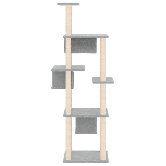 NNEVL Cat Tree with Sisal Scratching Posts Light Grey 169 cm - Furr-Reel